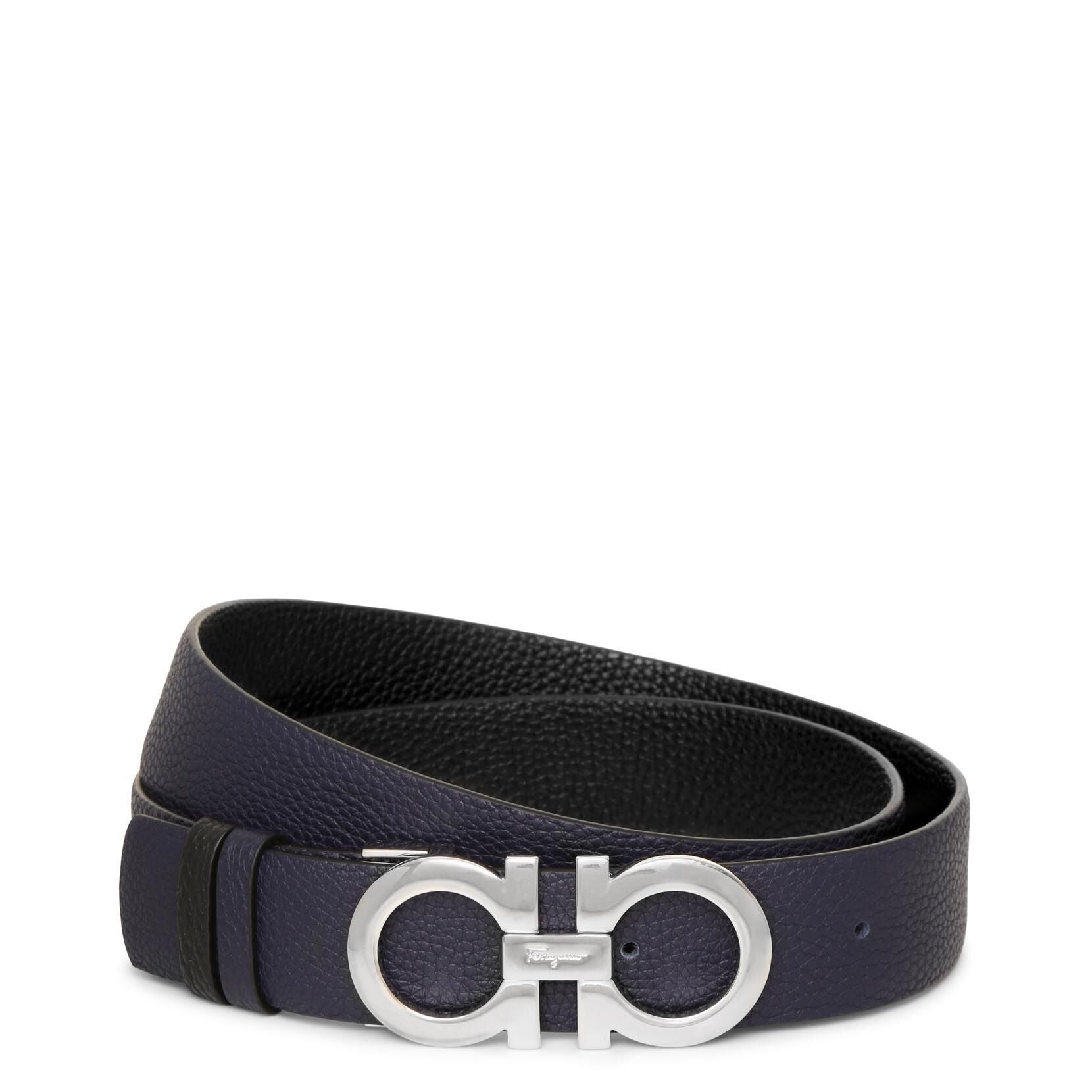 Reversable and adjustable blue Gancini belt