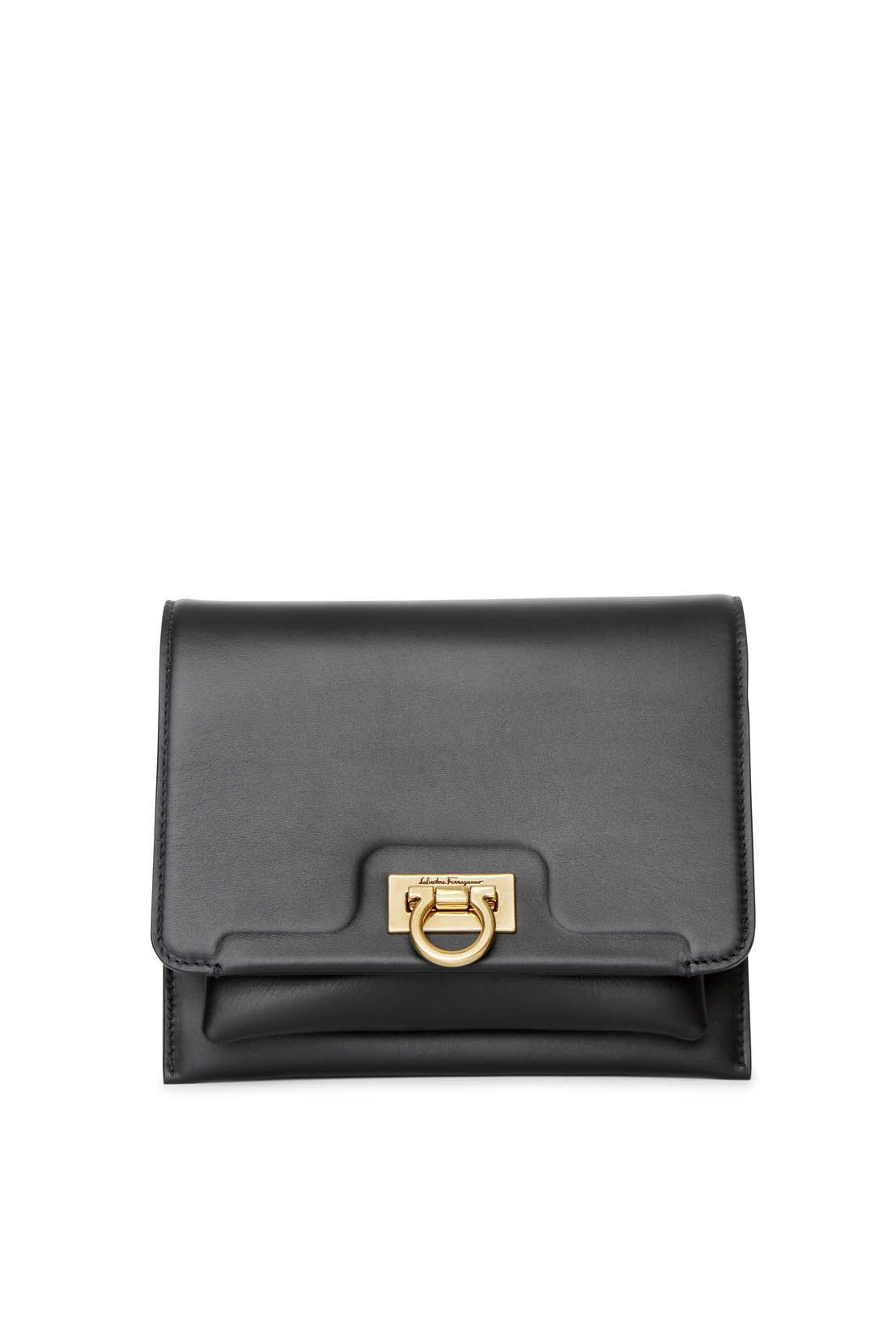 Trifolio crossbody black leather bag