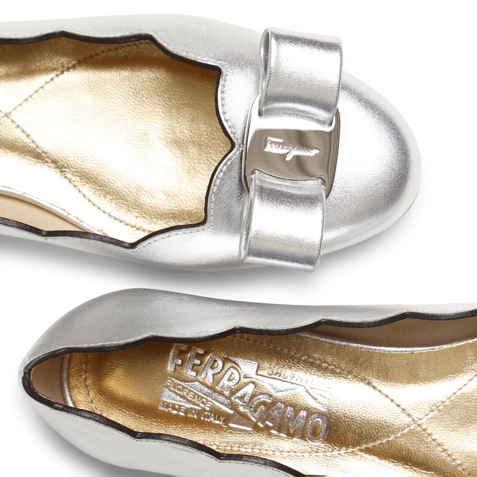 Varina shell metallic leather flats