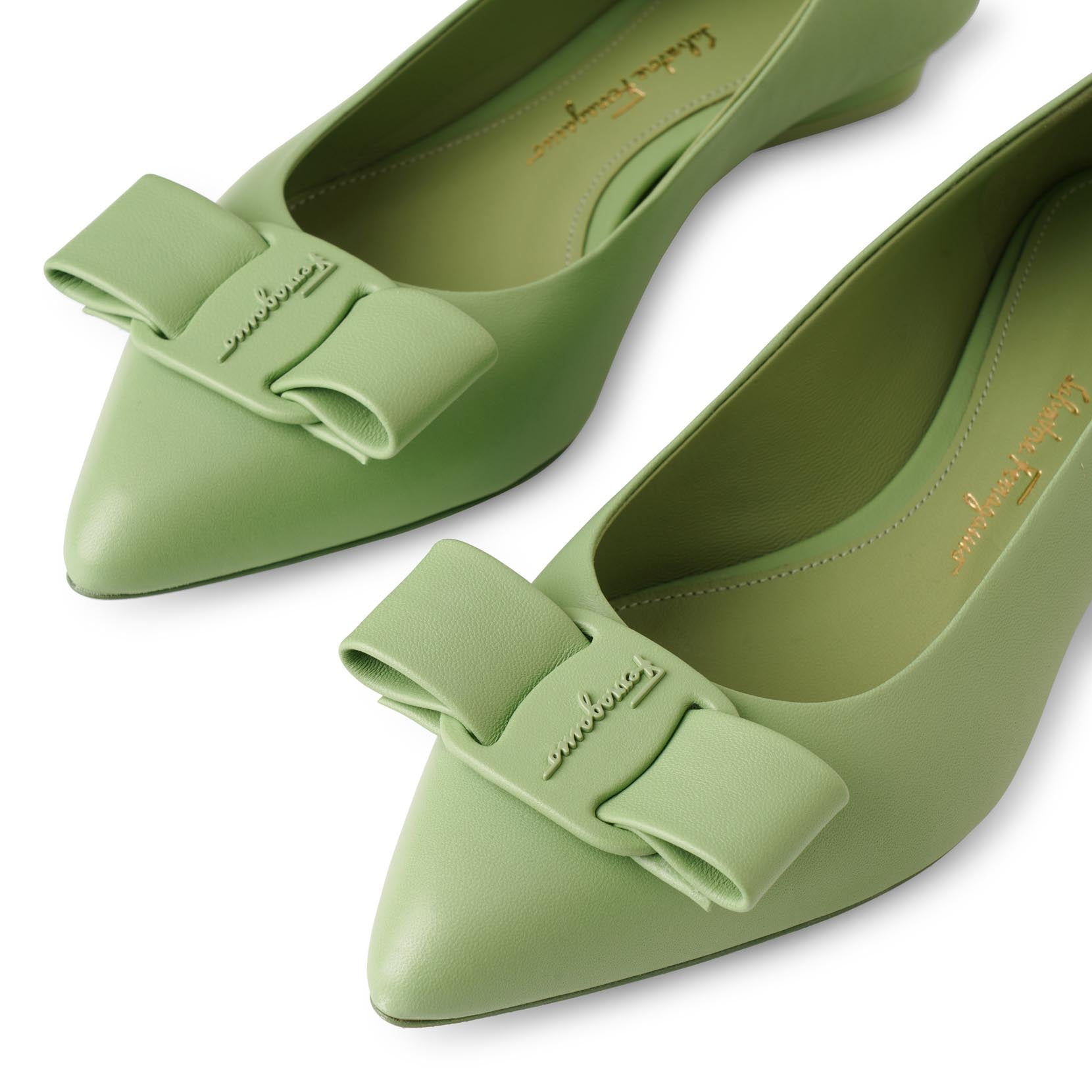 Viva hedren green leather flats