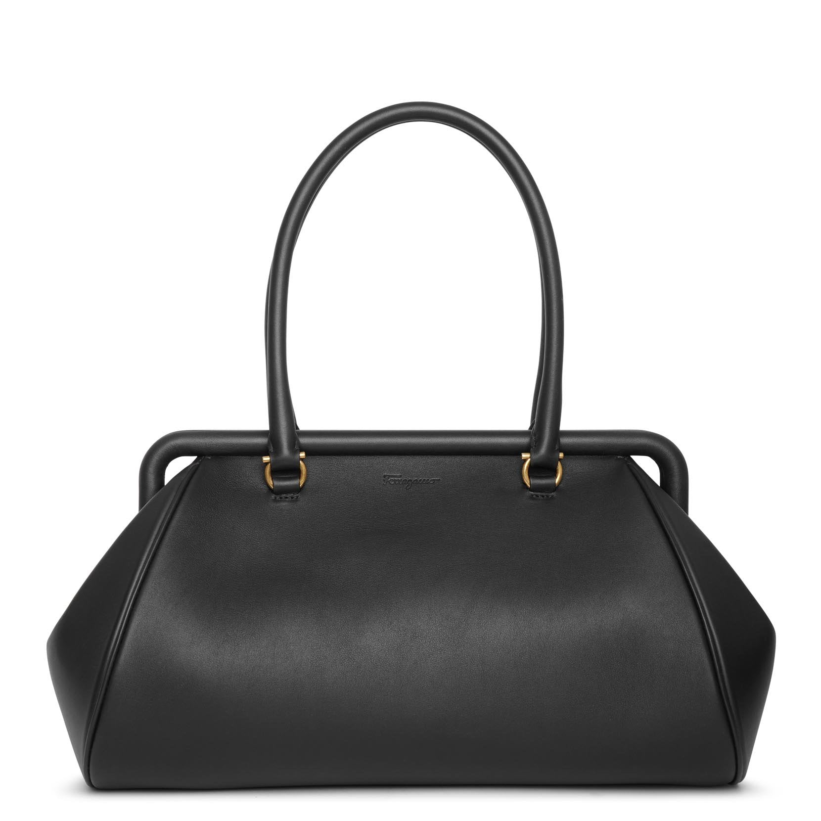 Frame leather shoulder bag
