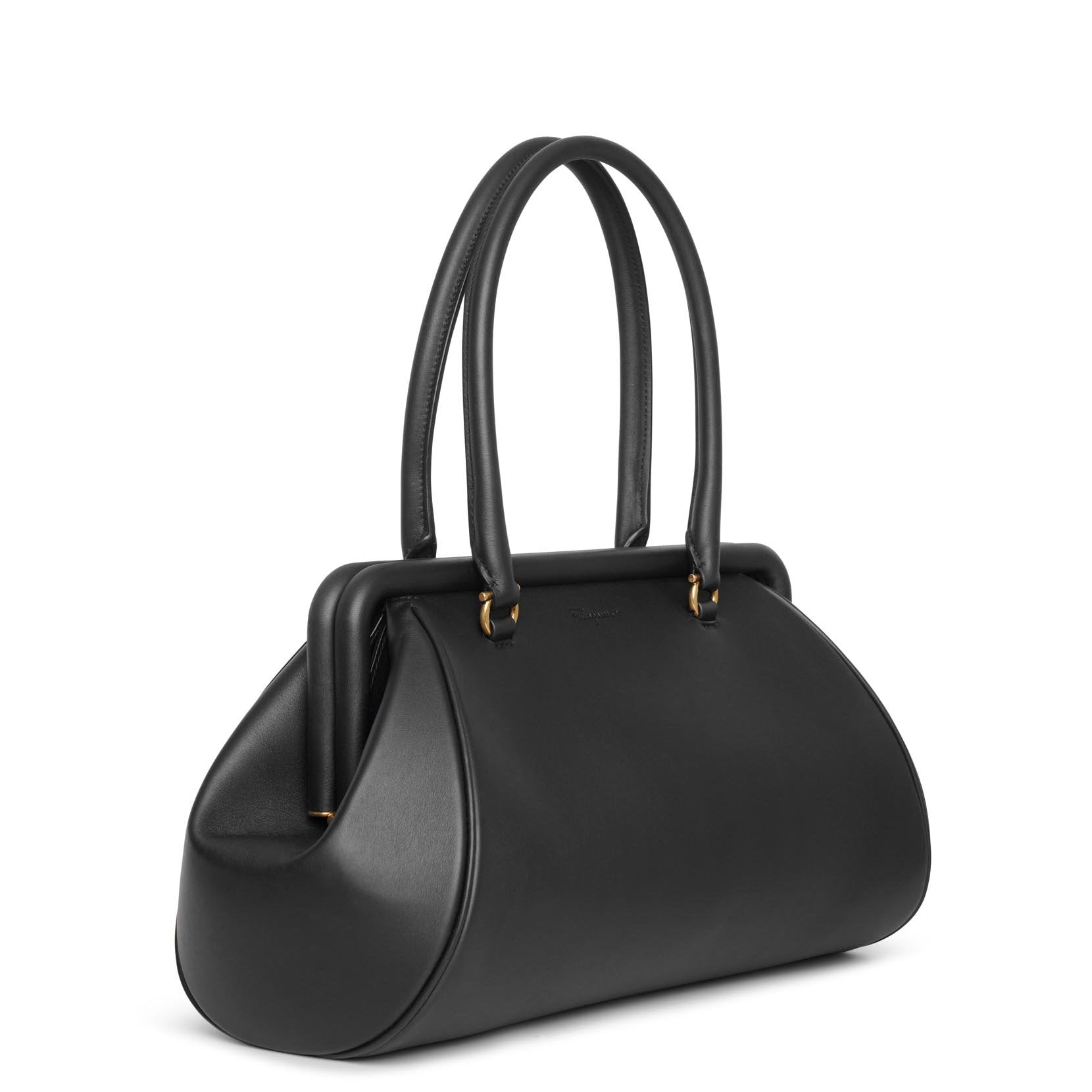 Frame leather shoulder bag