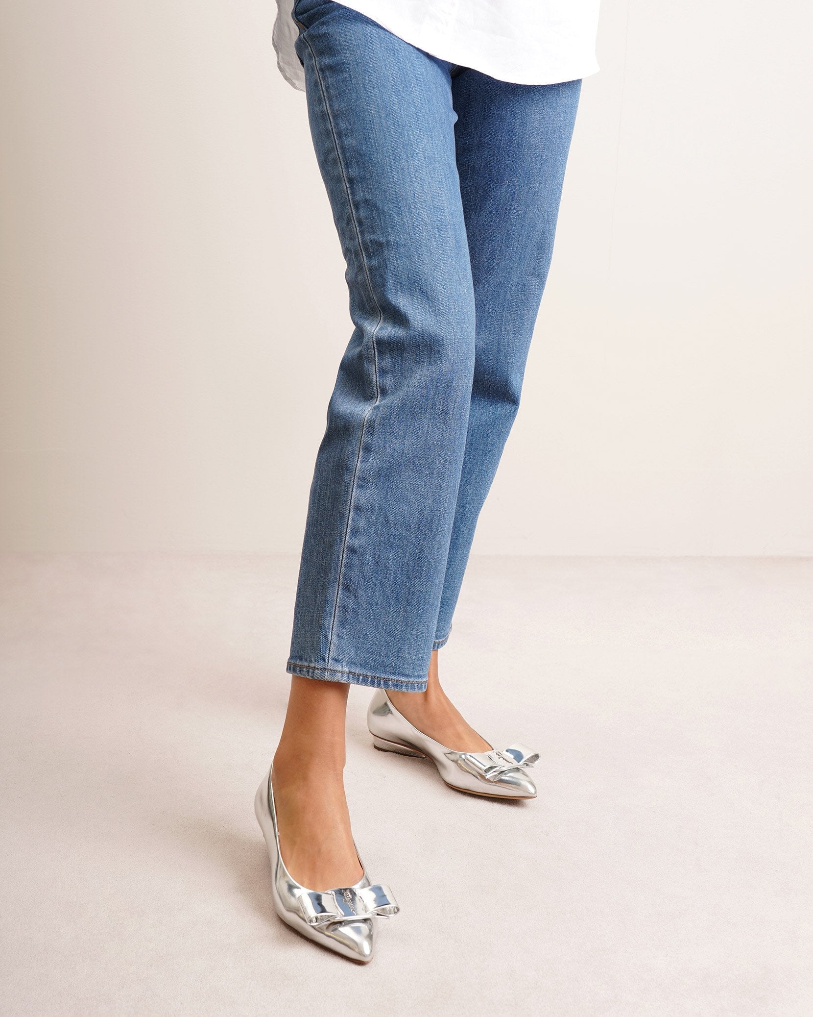 Viva silver specchio ballet flats