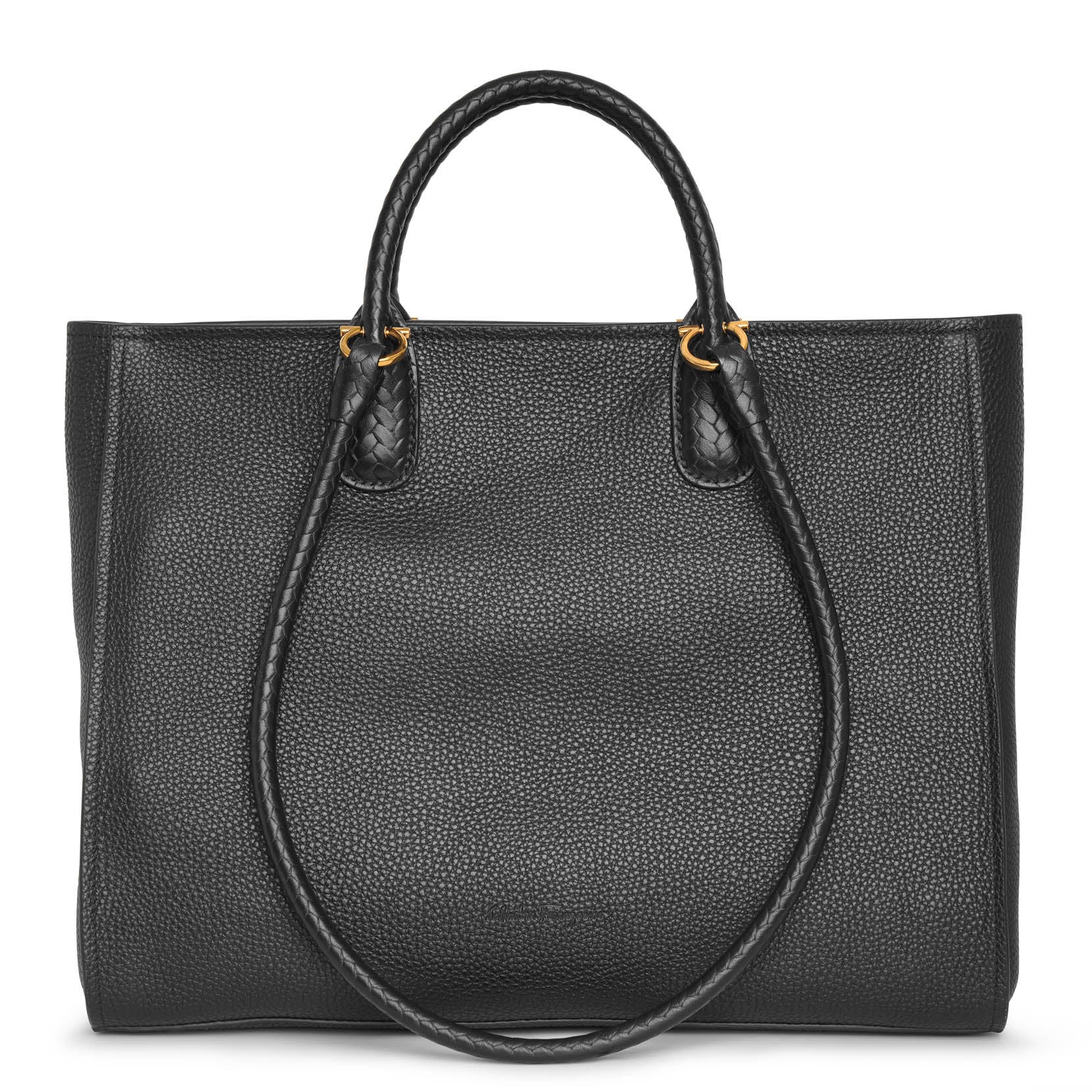 Gancio tote black leather bag