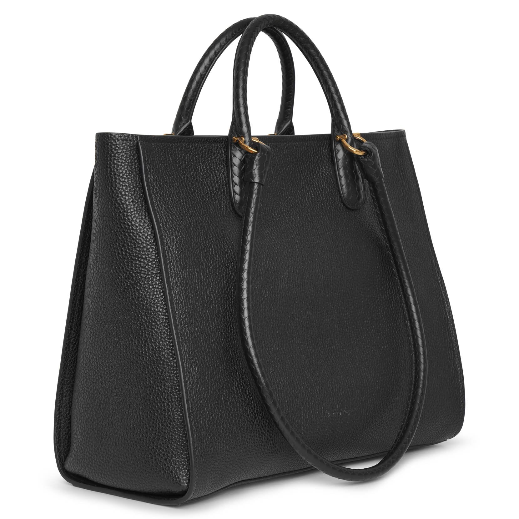 Gancio tote black leather bag