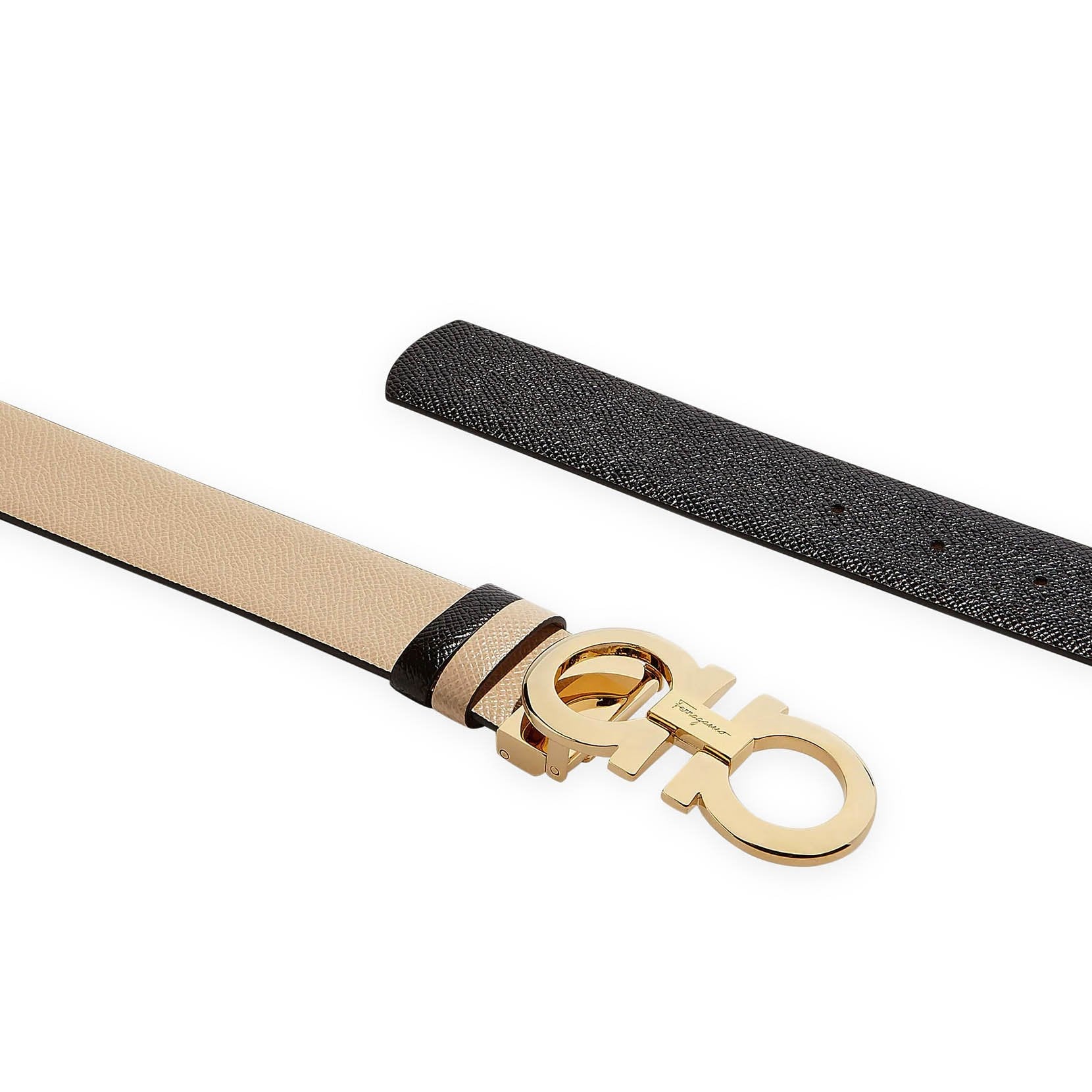Smooth bone and black reversible belt