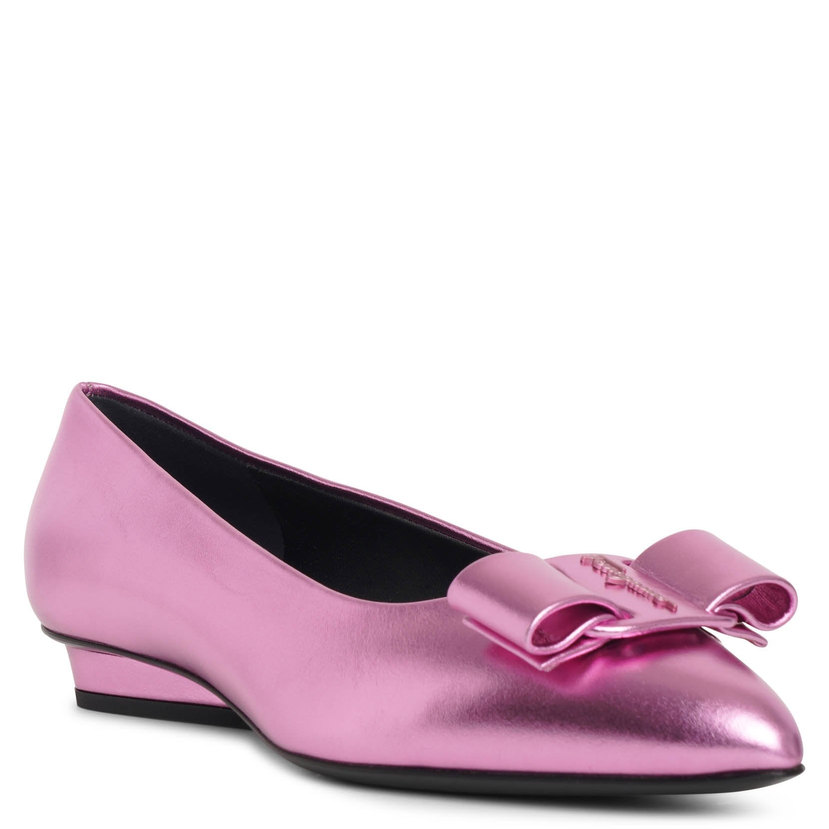 Viva pink metallic leather flats
