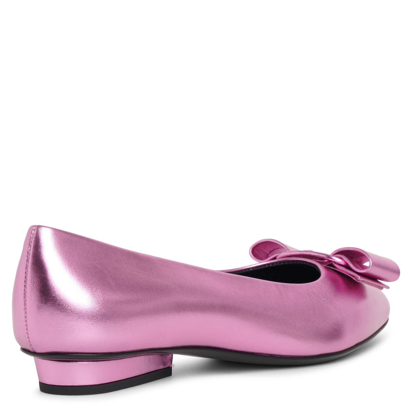 Viva pink metallic leather flats