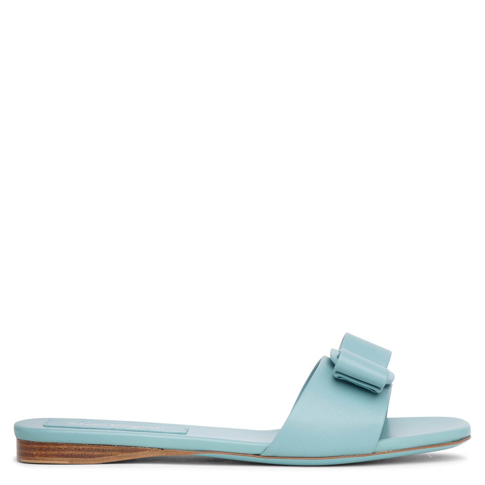 Vicky turquoise leather slides