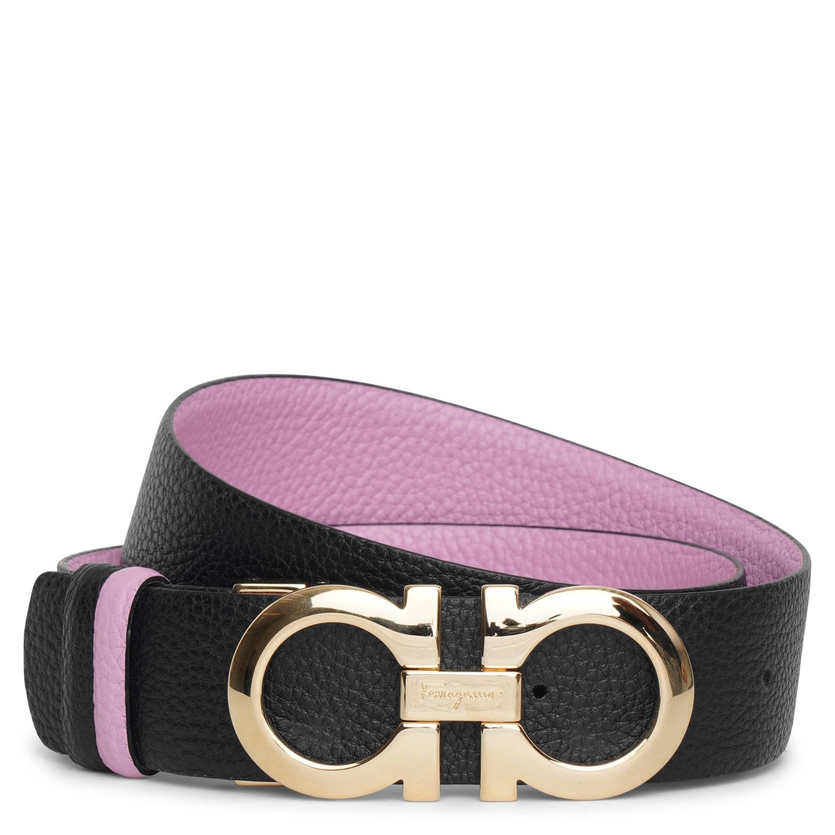 Flamingo 35 leather gold buckle reversible belt