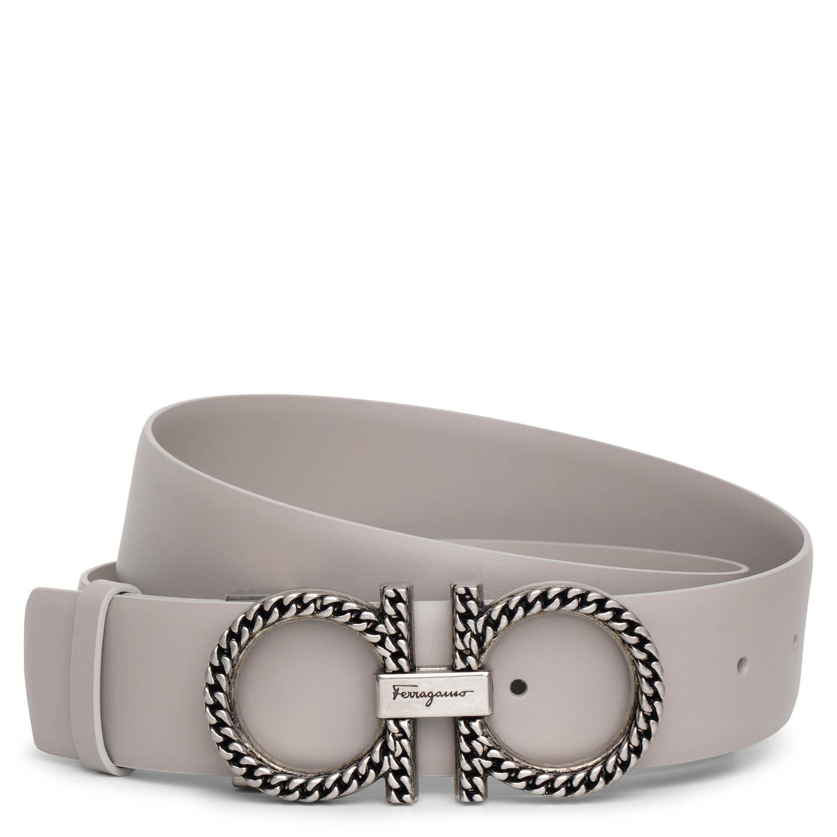 Rhinoceros grey 35 leather gancini chain buckle belt