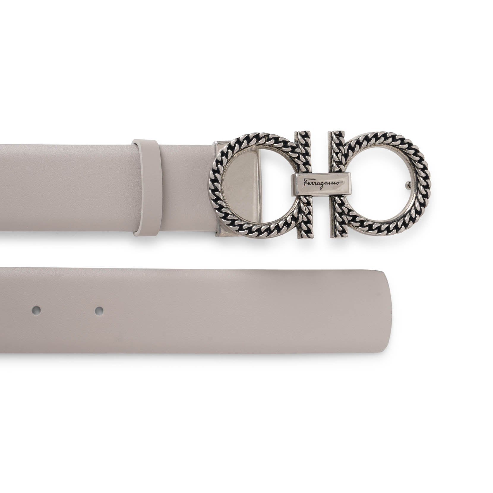 Rhinoceros grey 35 leather gancini chain buckle belt