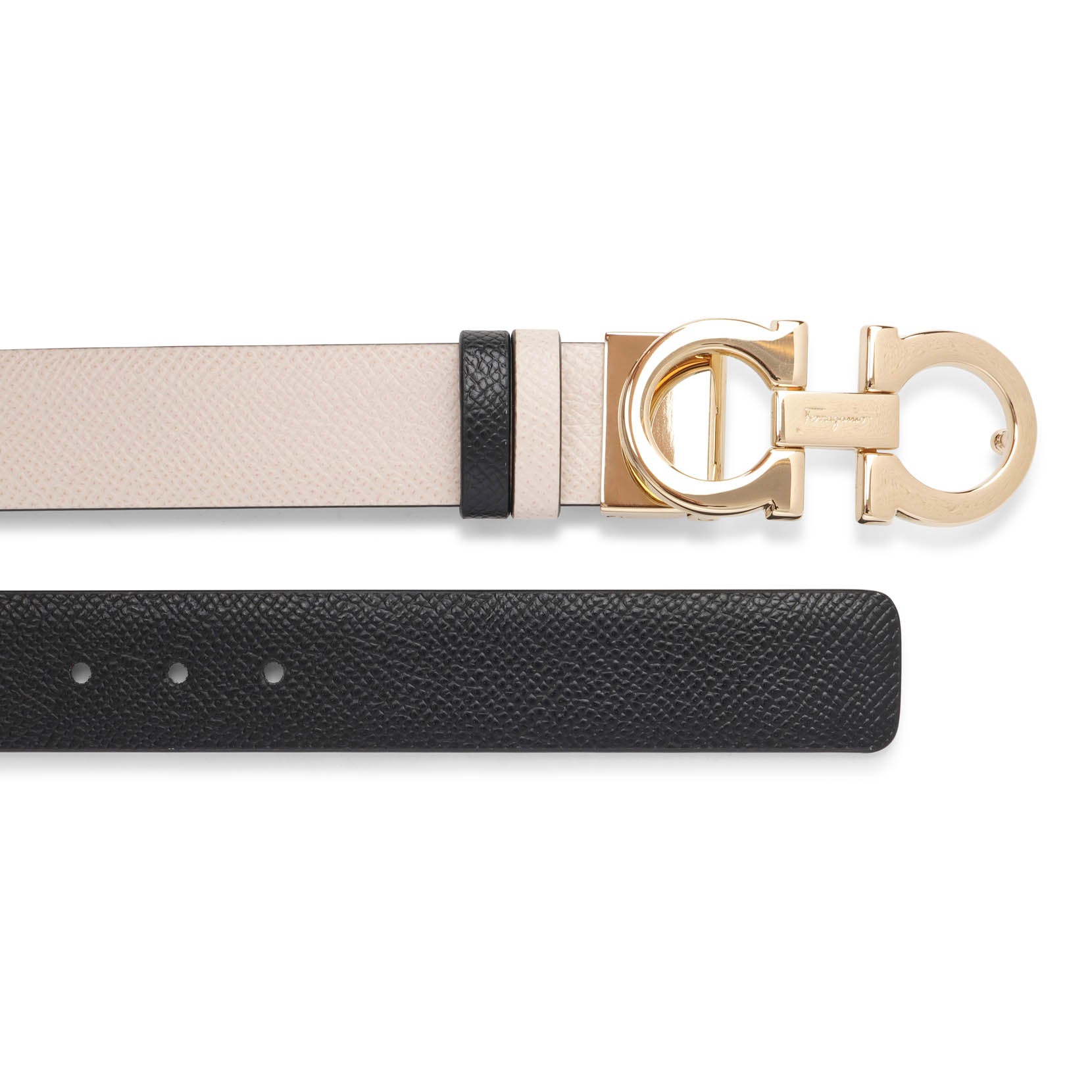 Bone 25 leather gold buckle reversible belt