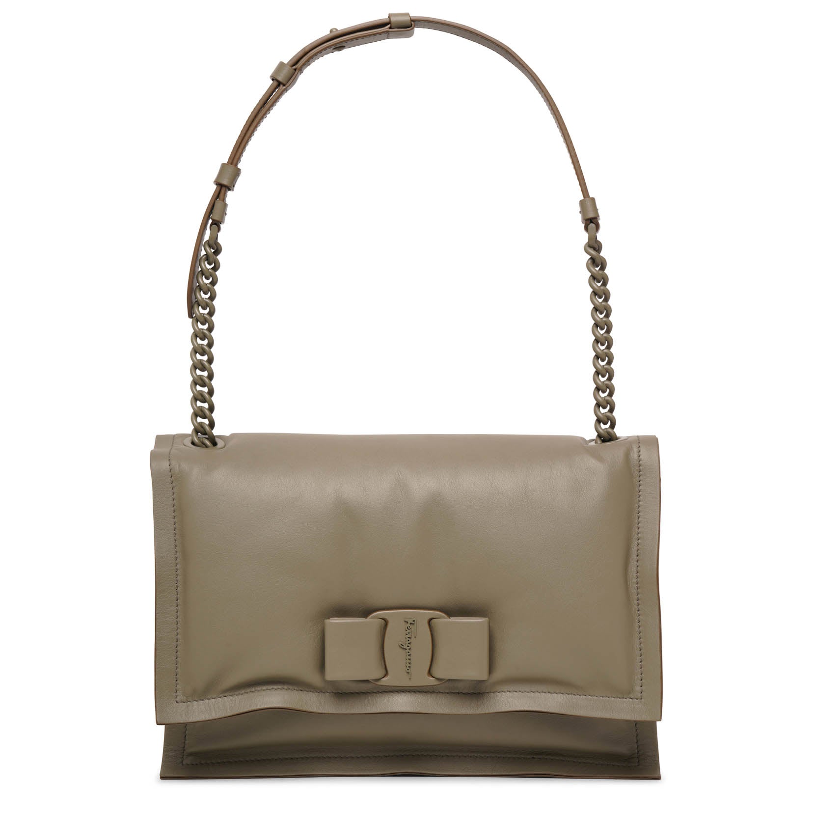 Viva bow olive leather bag