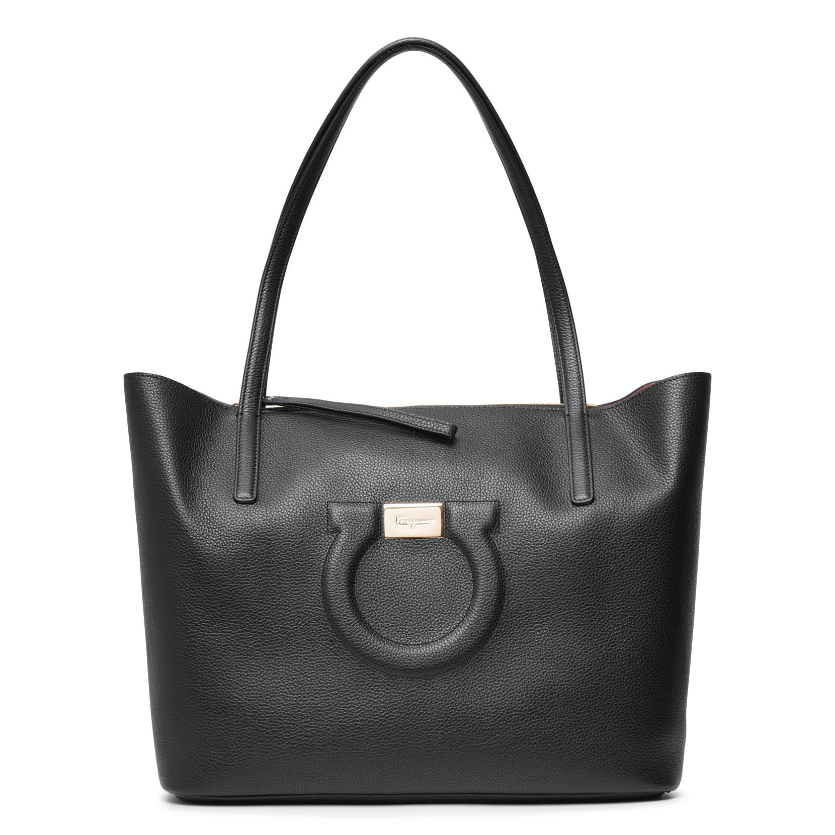 City black leather tote bag