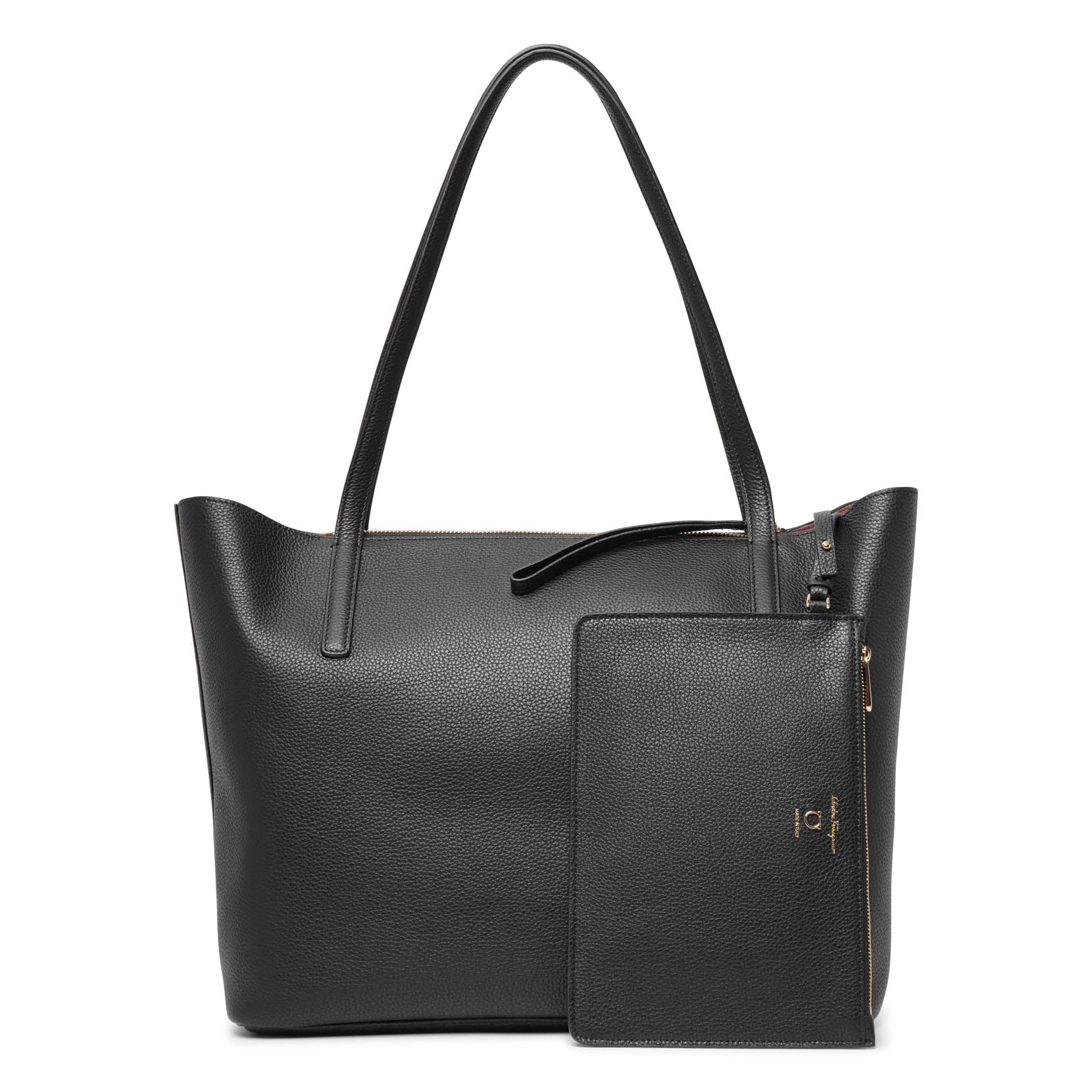 City black leather tote bag