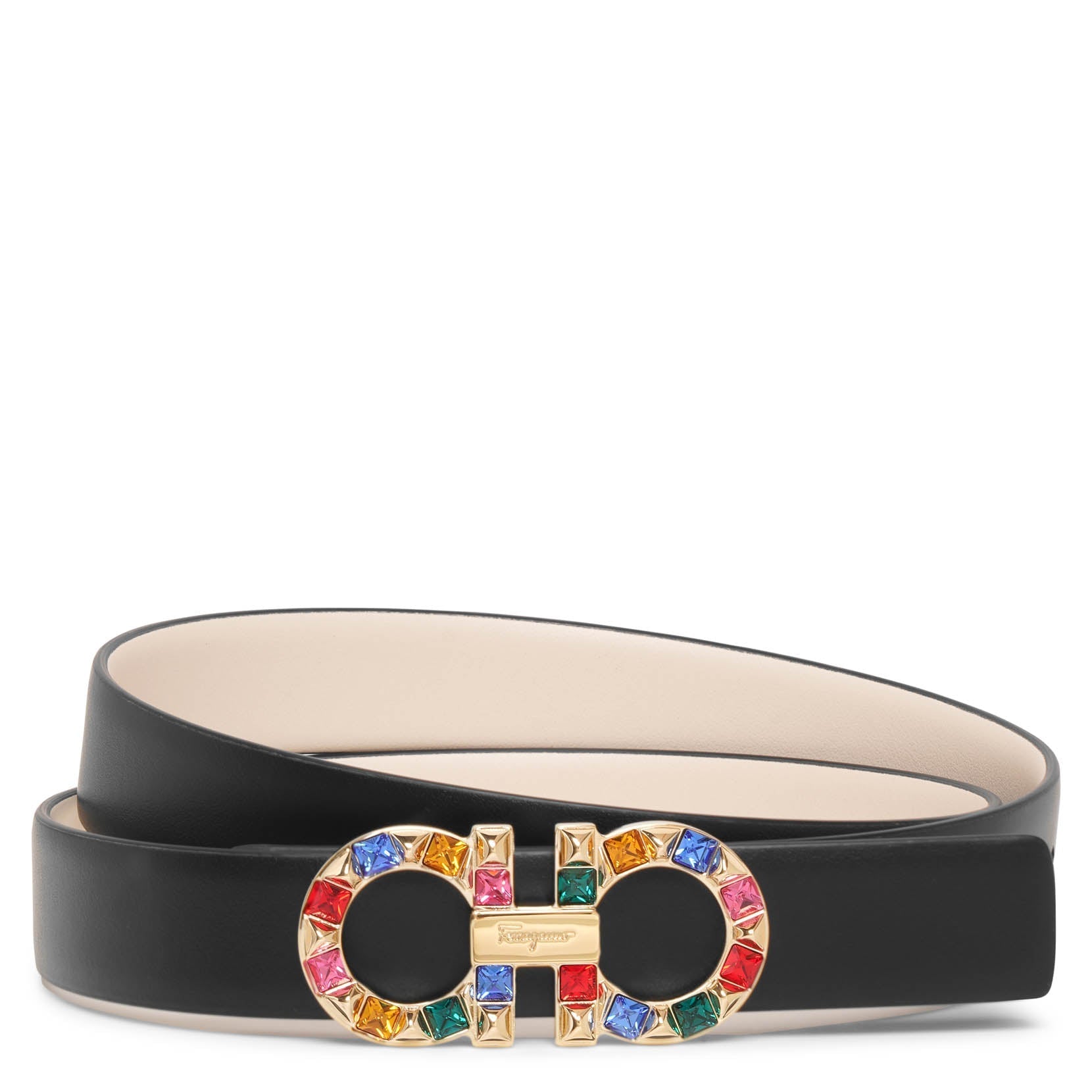 New Gancini crystal bone leather belt