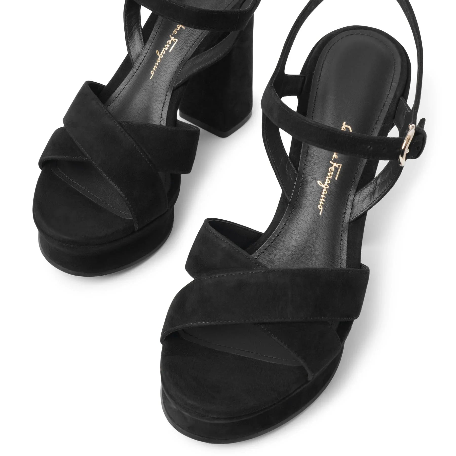 Sonya black suede platform sandals