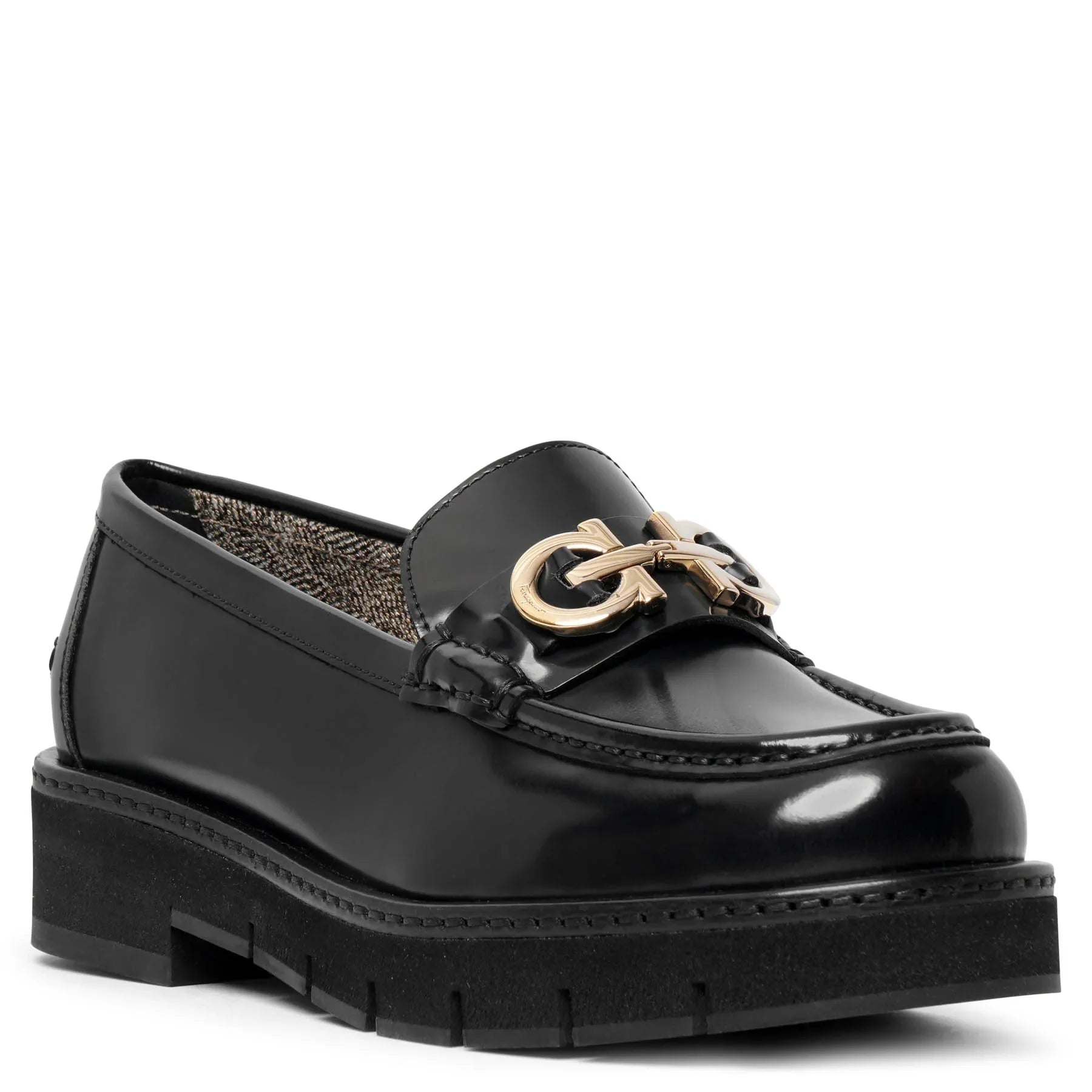Ofelia lug black moccasin loafers
