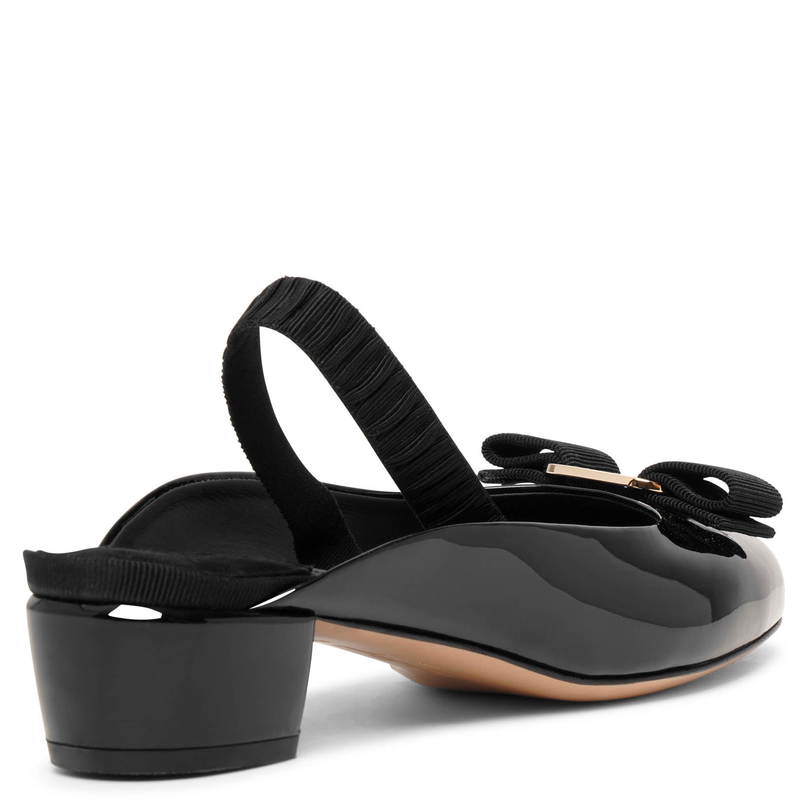 Vara sling black patent ballerinas