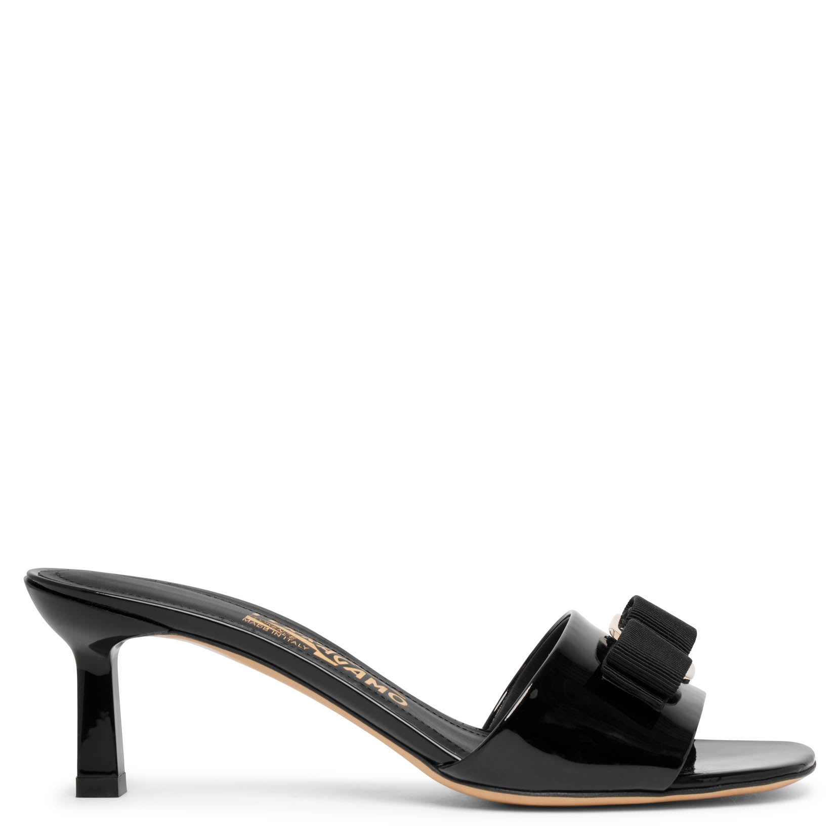 Glo 55 black patent mules