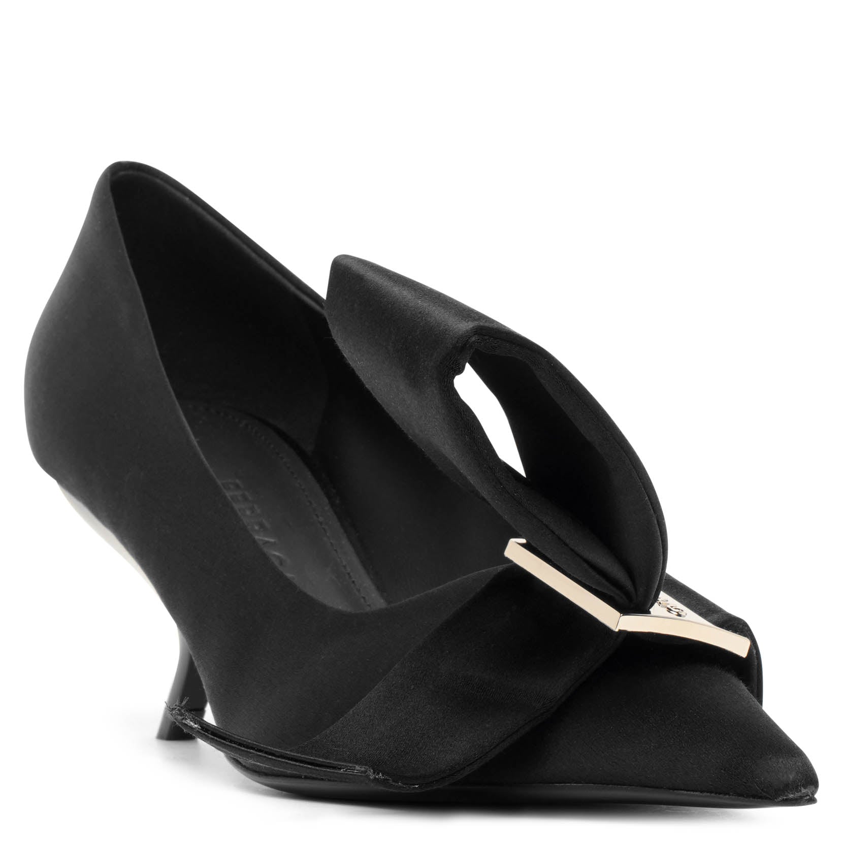 Erica 55 black satin bow pumps