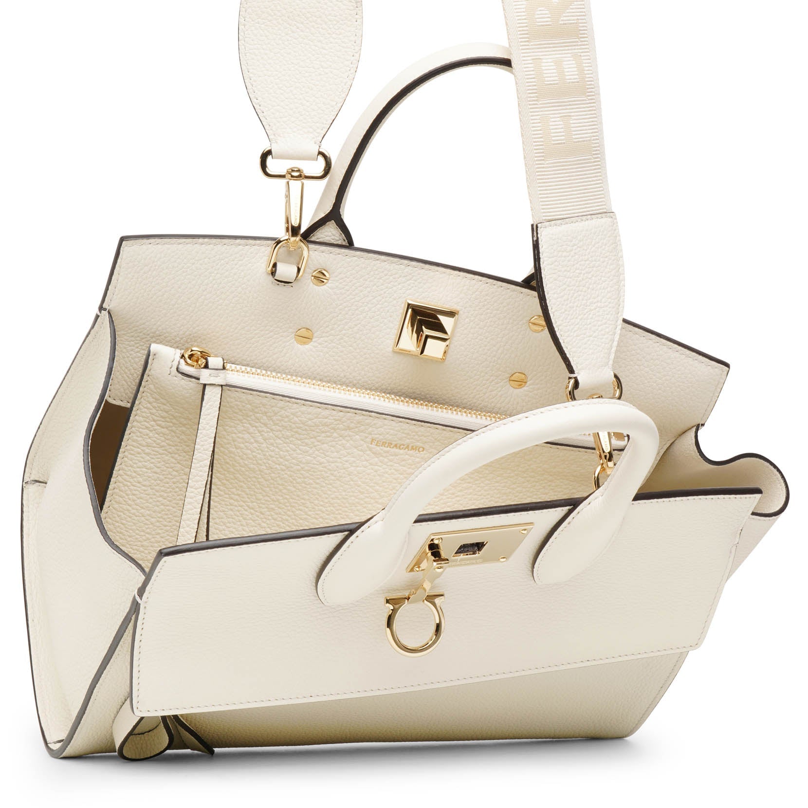 The Studio soft small off white tote bag
