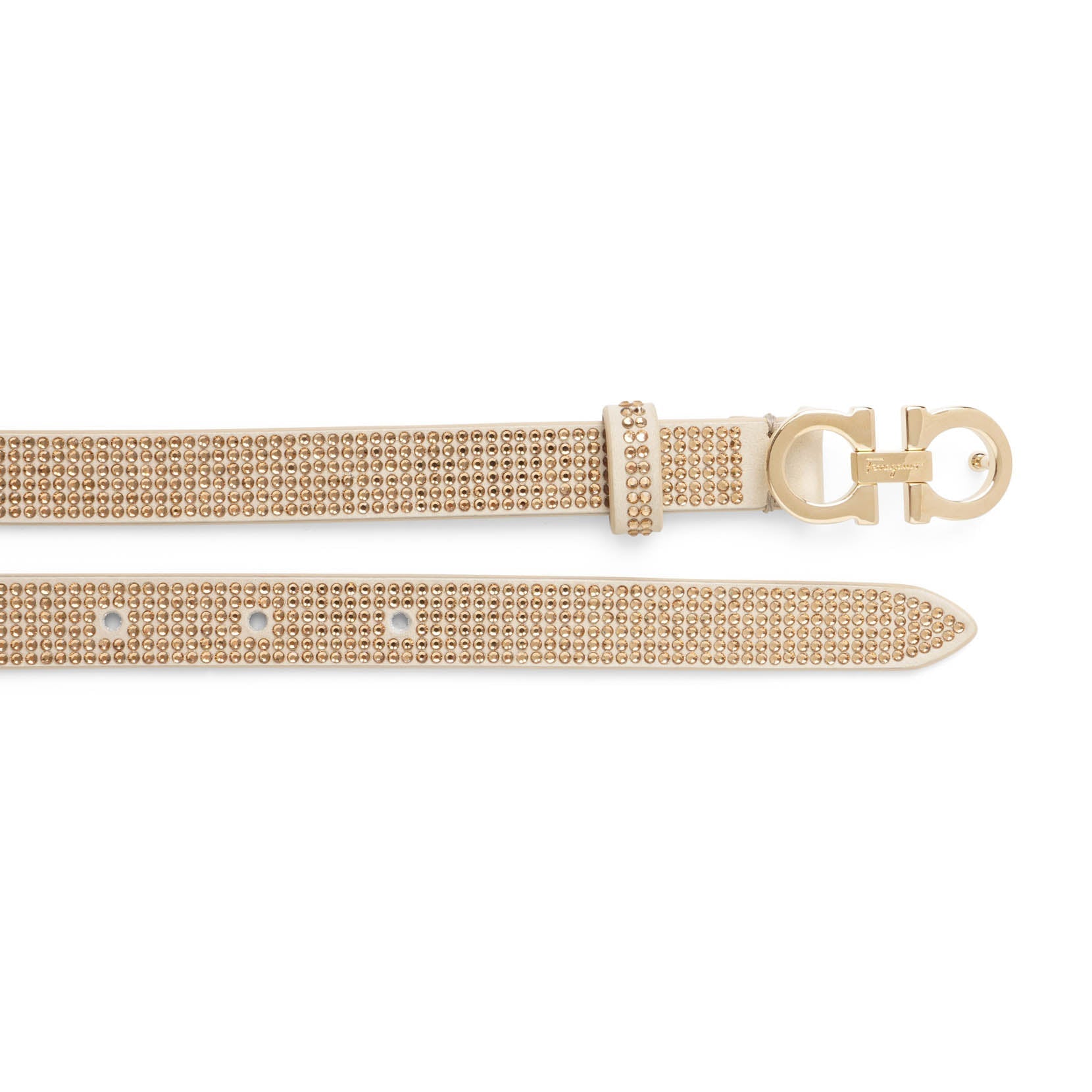 Gancini icona strass beige belt