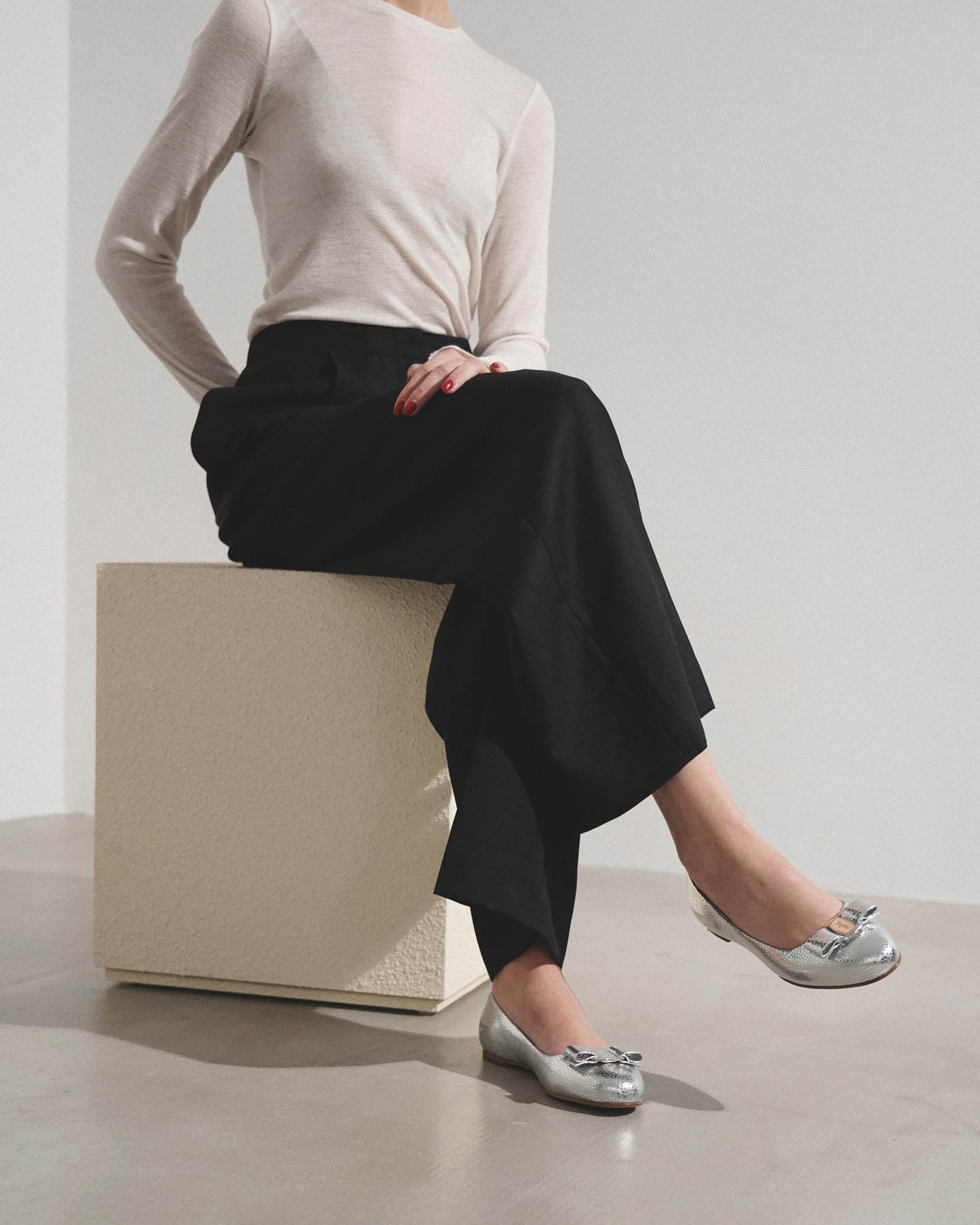 Varina silver ballerinas