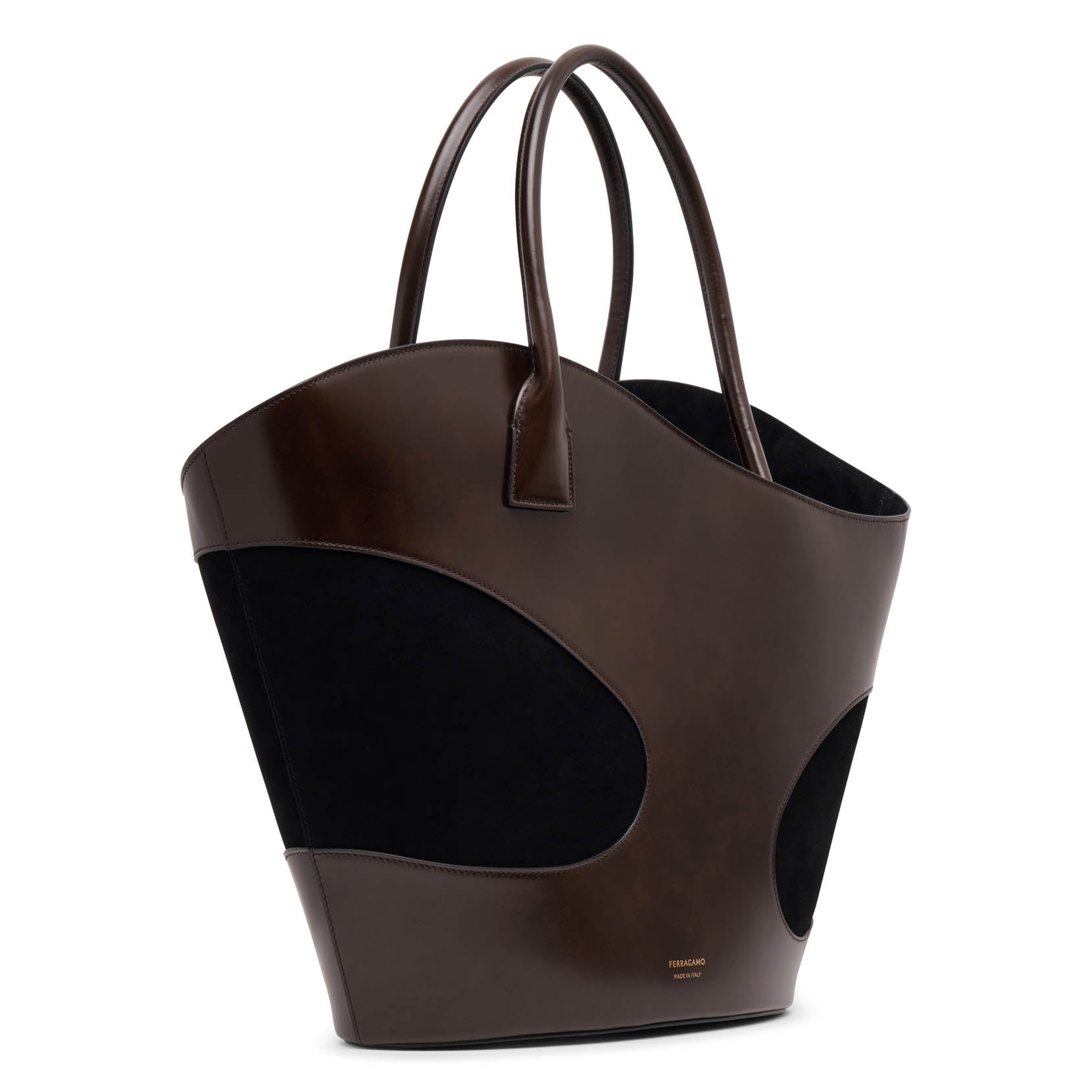 Cut out brown tote bag