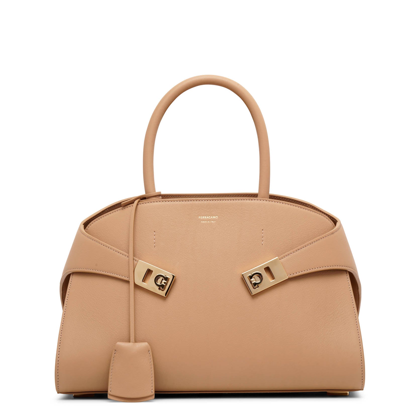 Hug soft light camel top handle bag