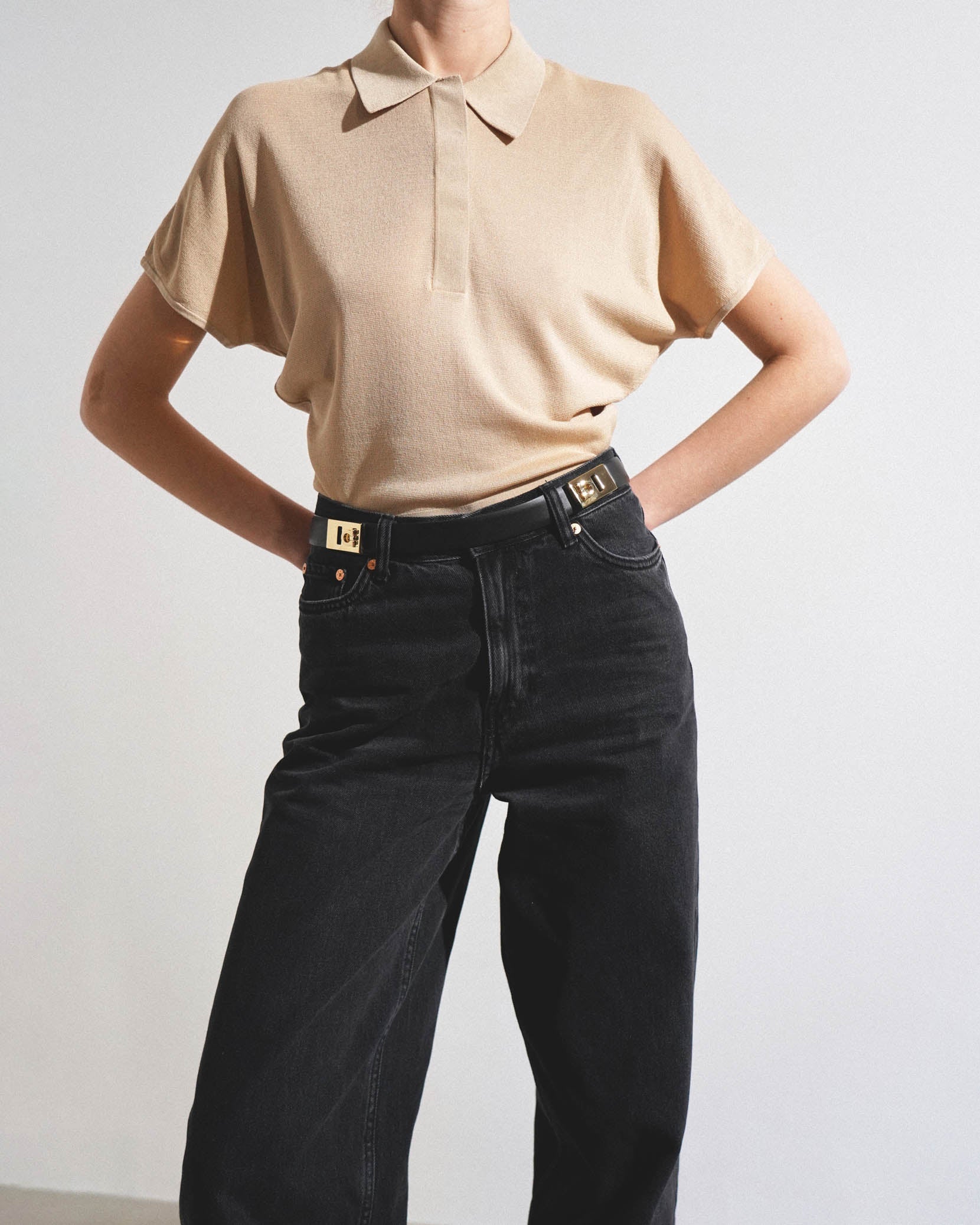 Gancini black adjustable belt