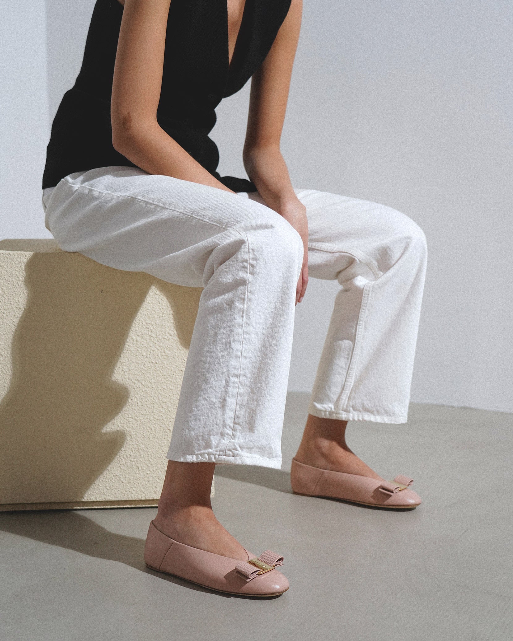 Vanna beige leather ballerinas