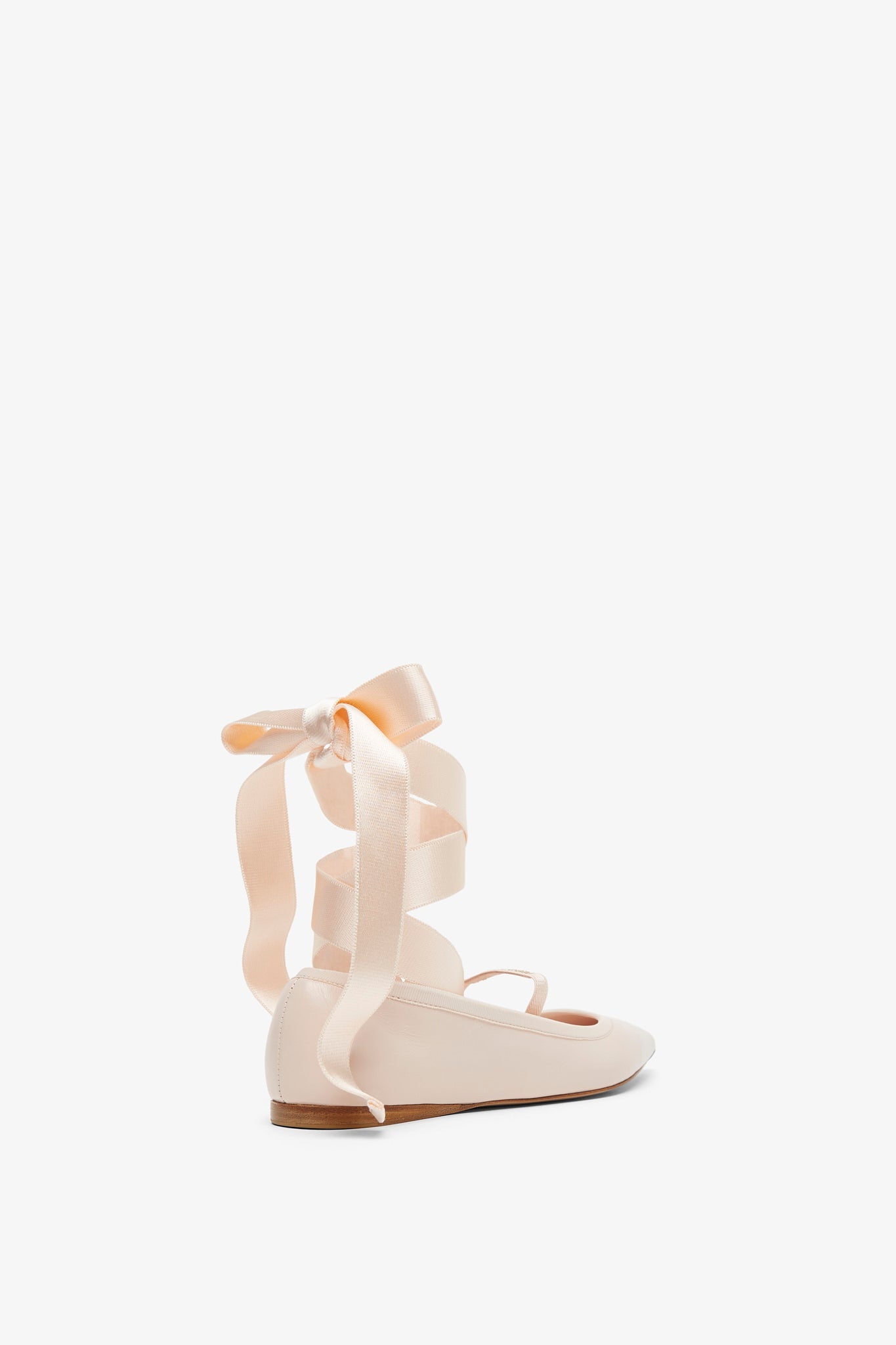 Ankle ribbon pink ballet flats