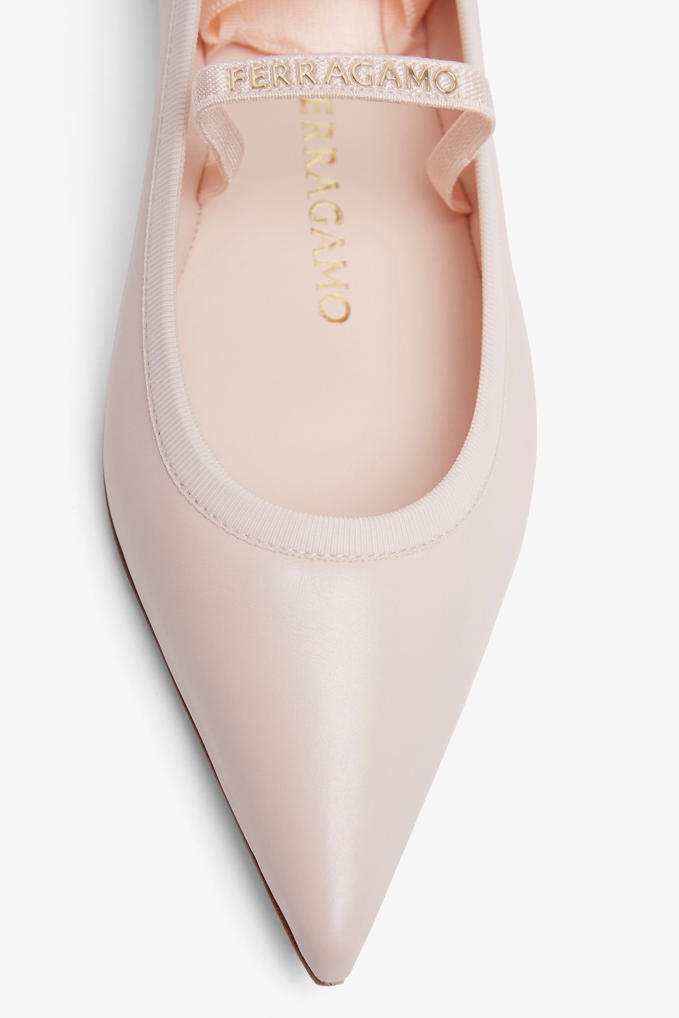 Ankle ribbon pink ballet flats