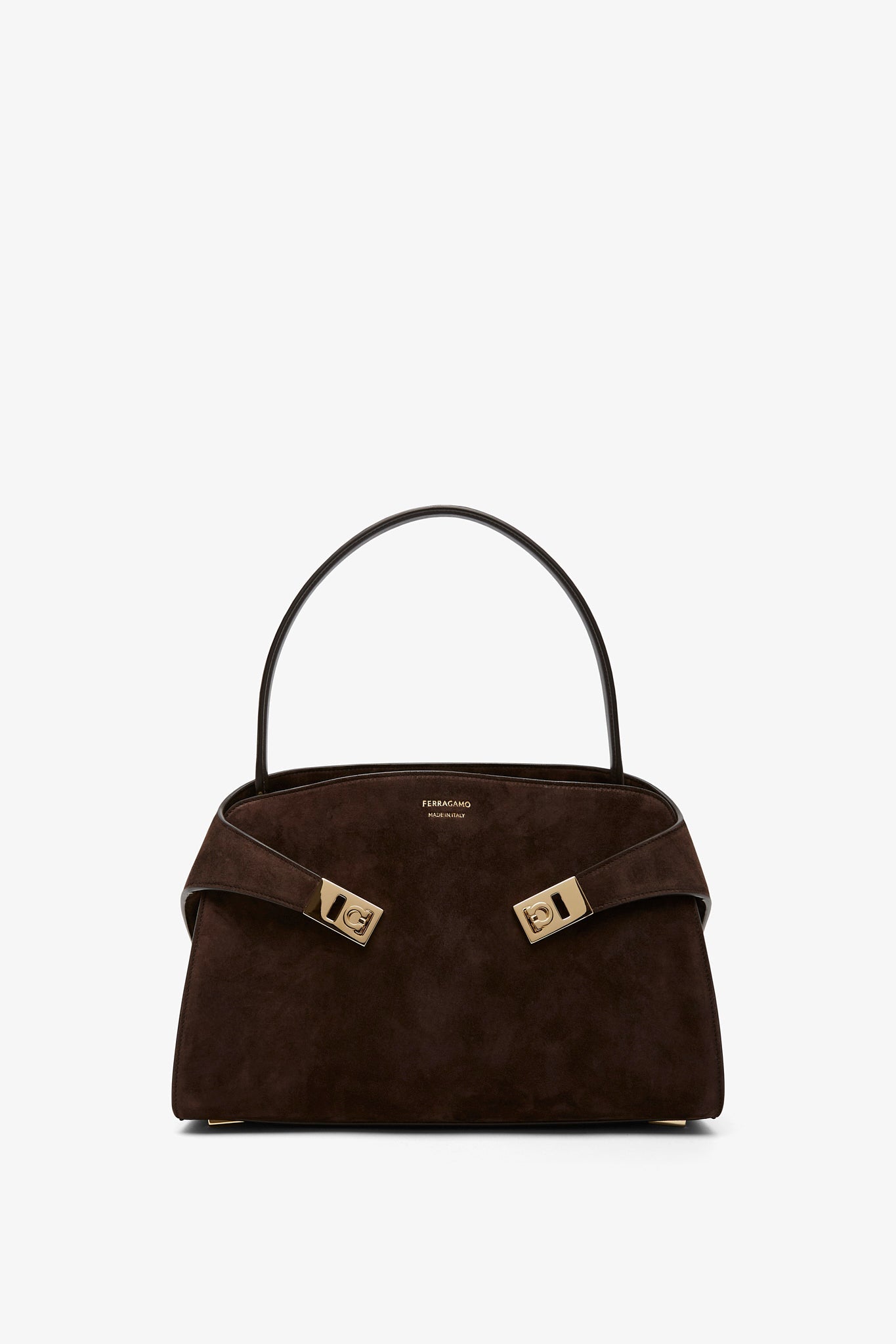 Hug medium brown suede shoulder bag