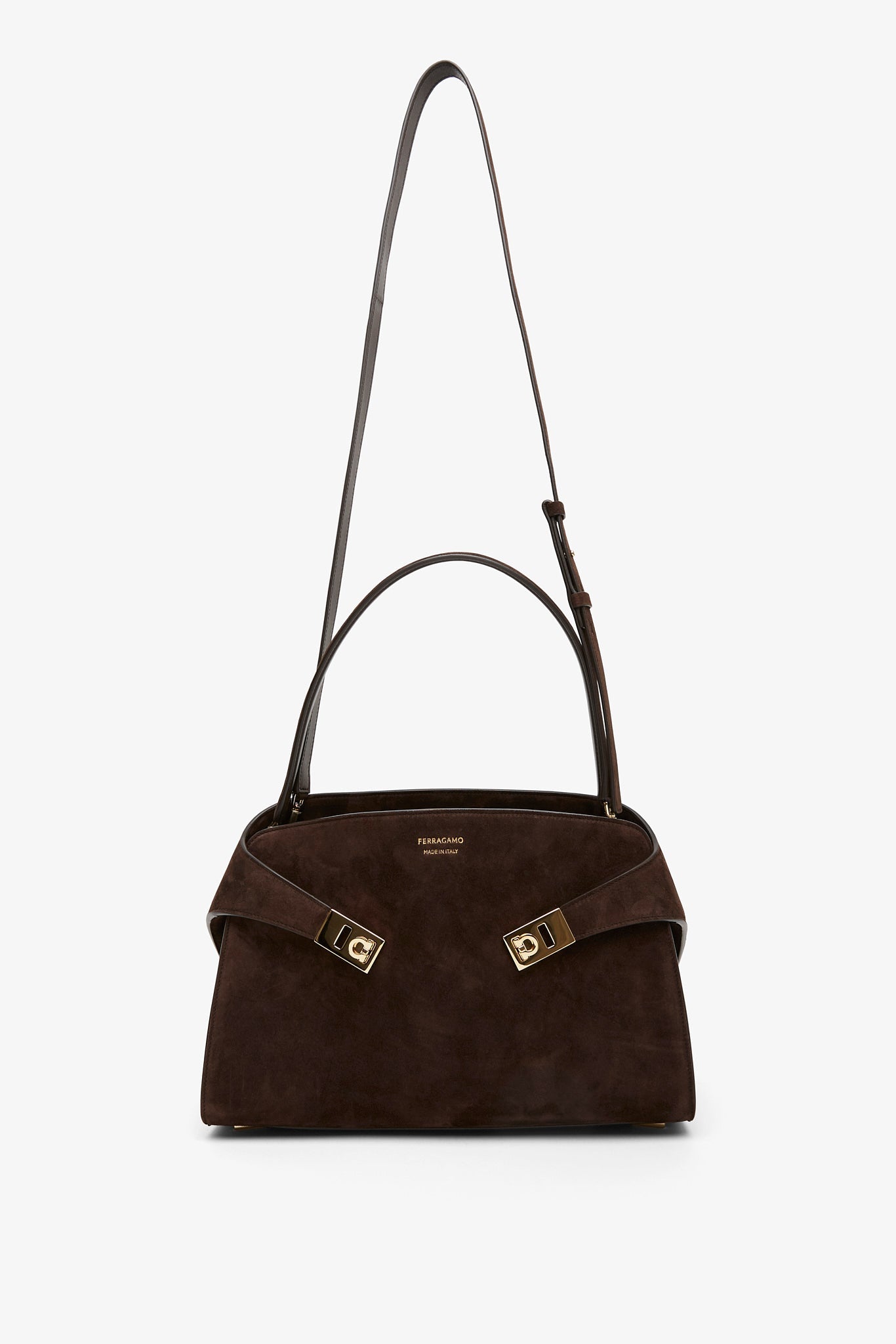 Hug medium brown suede shoulder bag