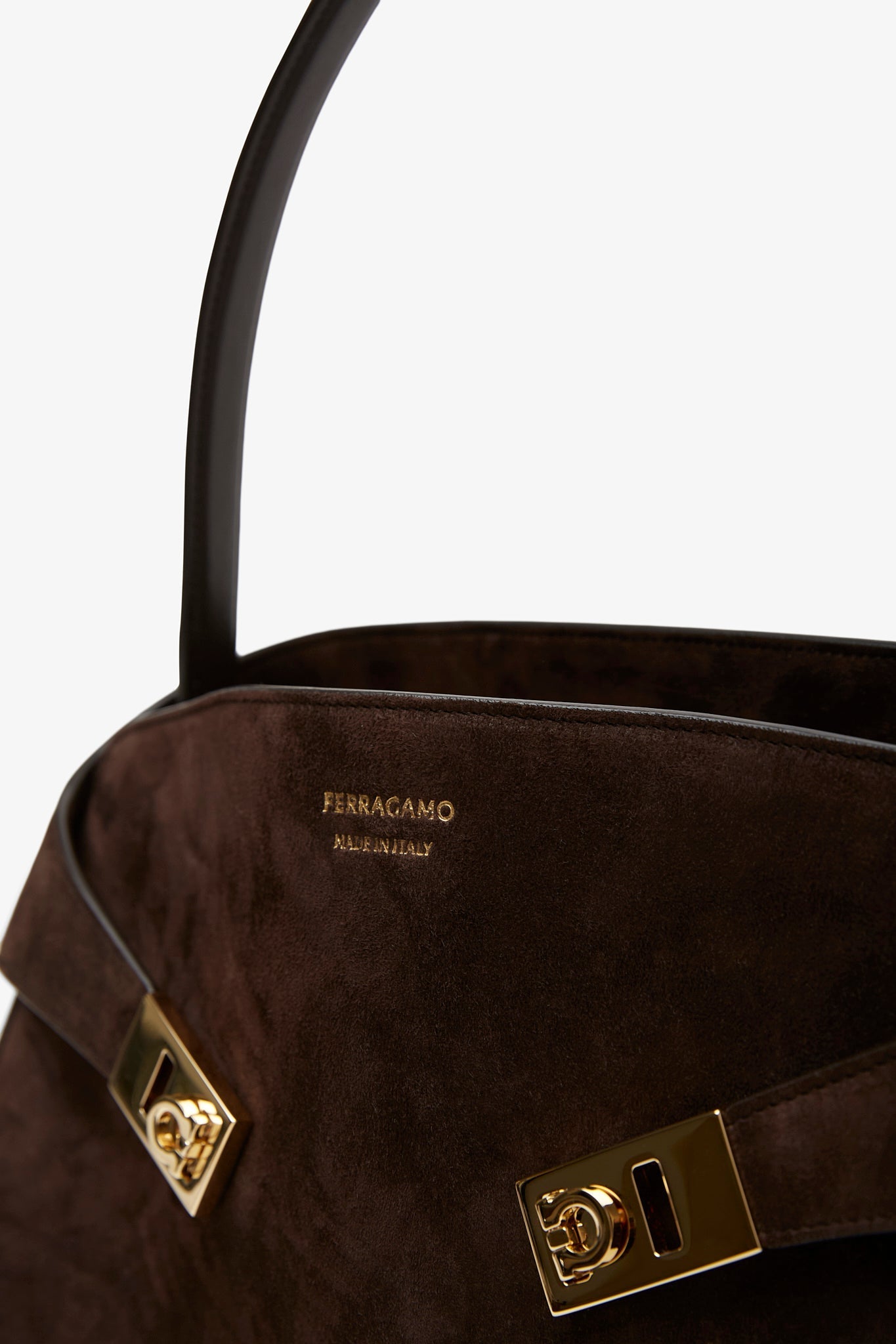 Hug medium brown suede shoulder bag