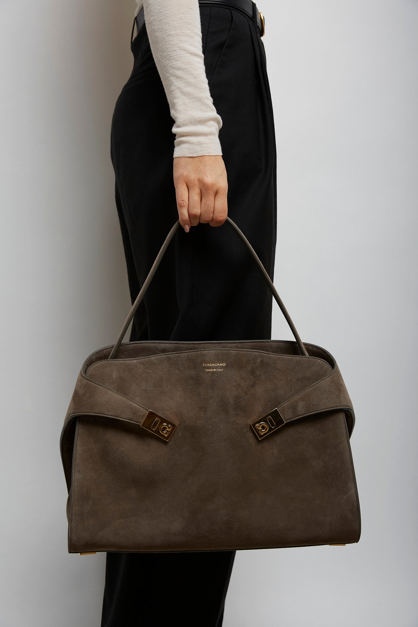 Hug large suede shoulder bag