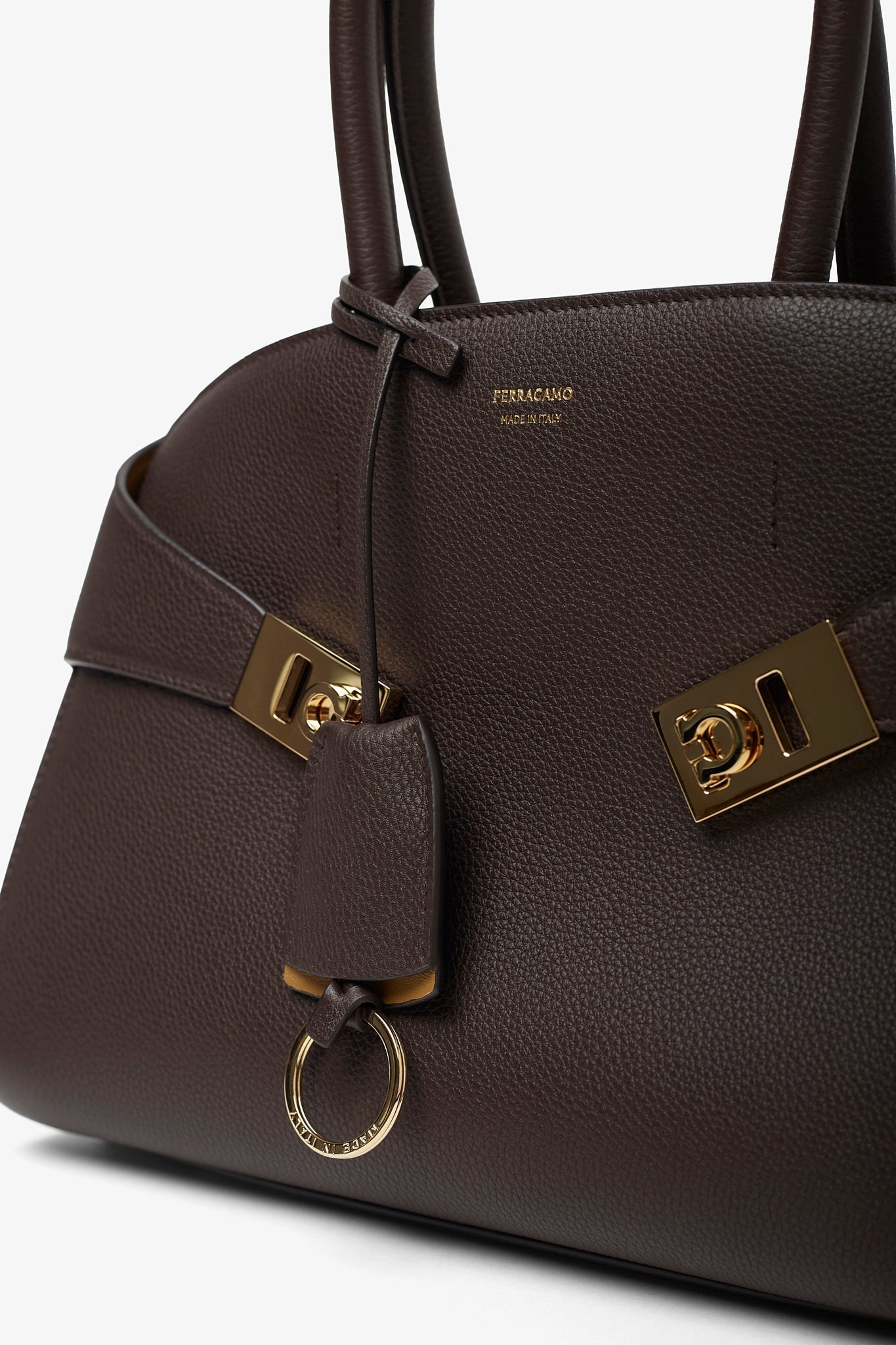 Hug S brown bicolor top handle bag