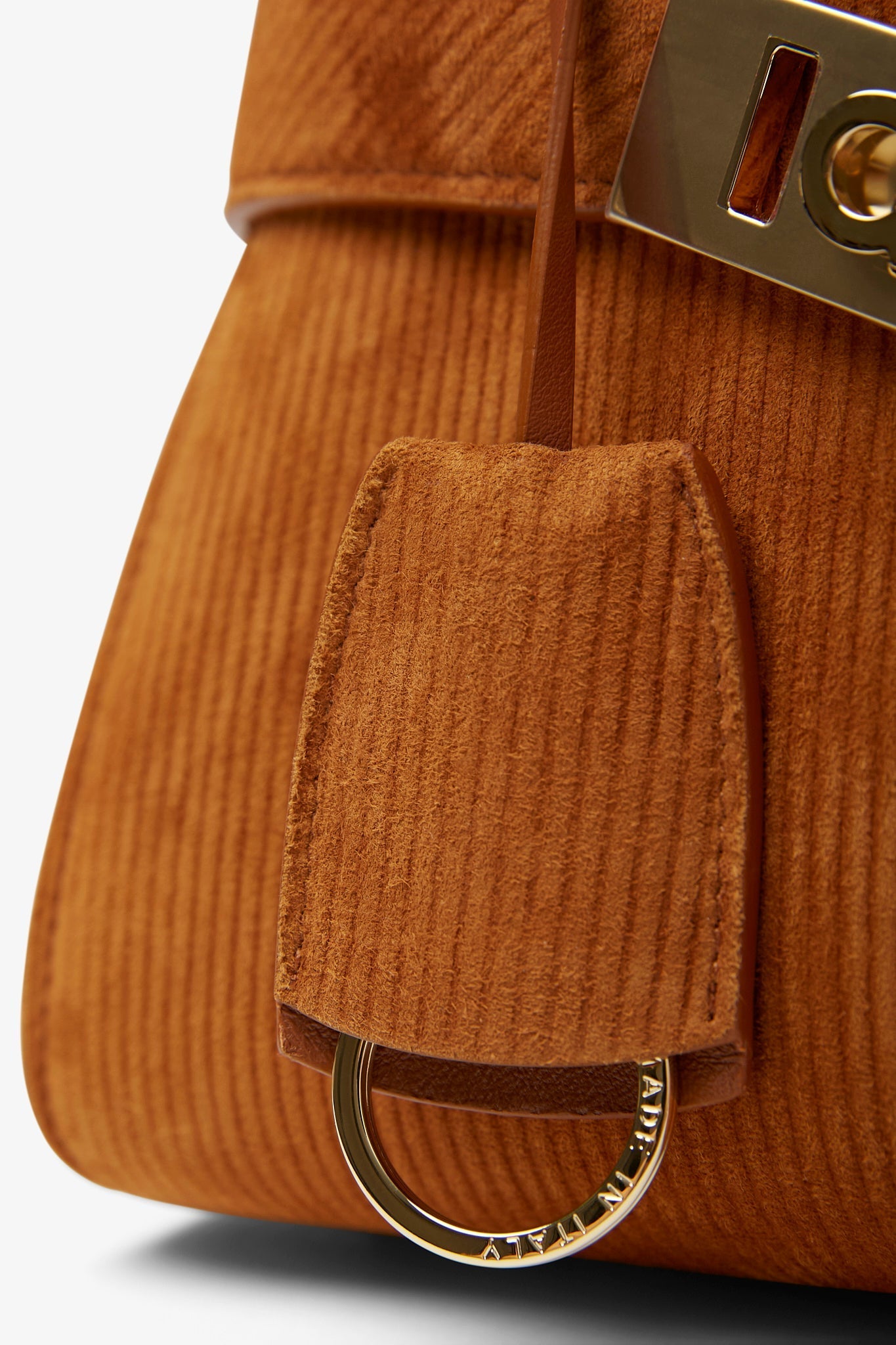 Hug S light brown suede top handle bag