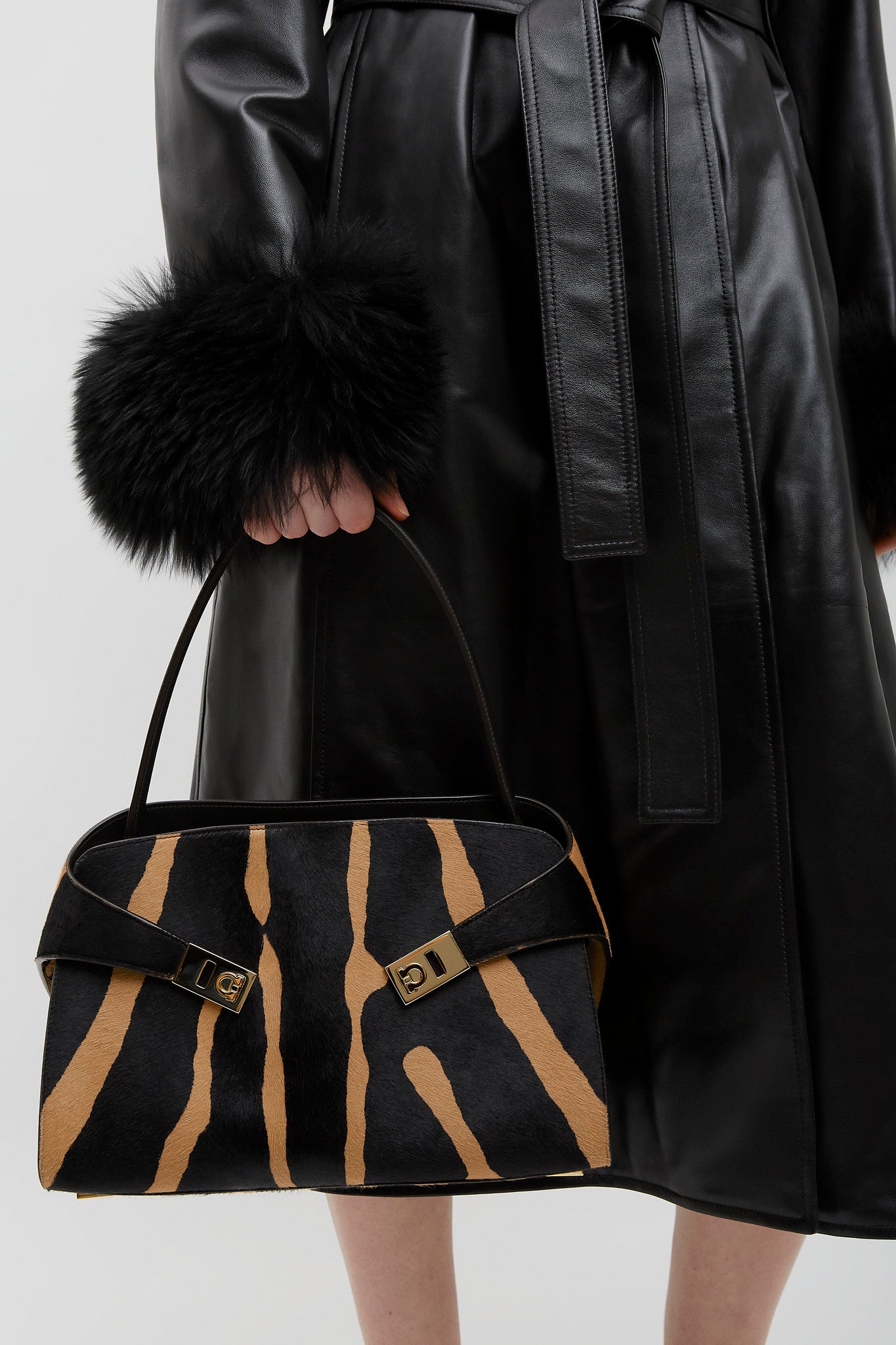 Hug small black and brown shoulder bag