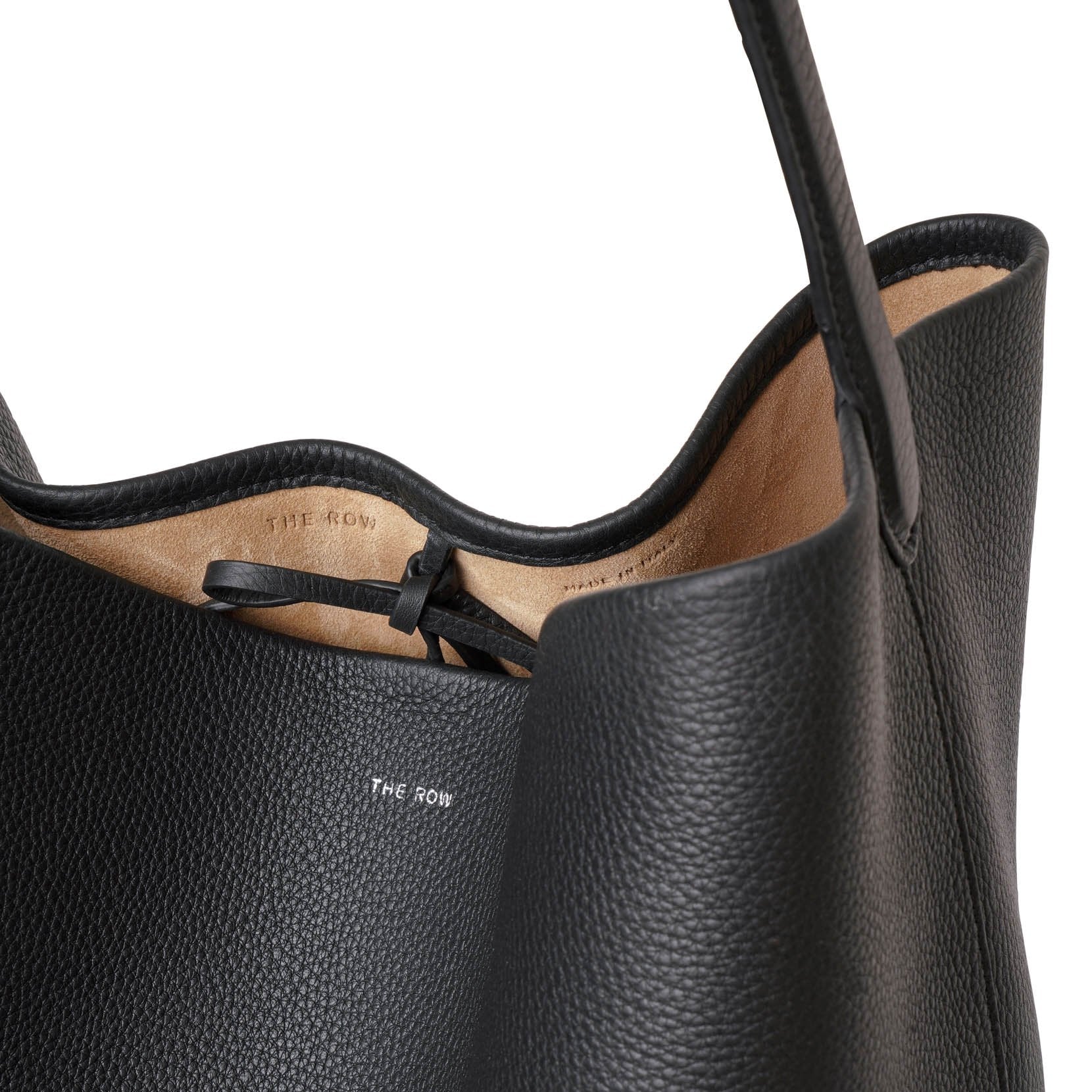 Large N/S black leather park tote bag