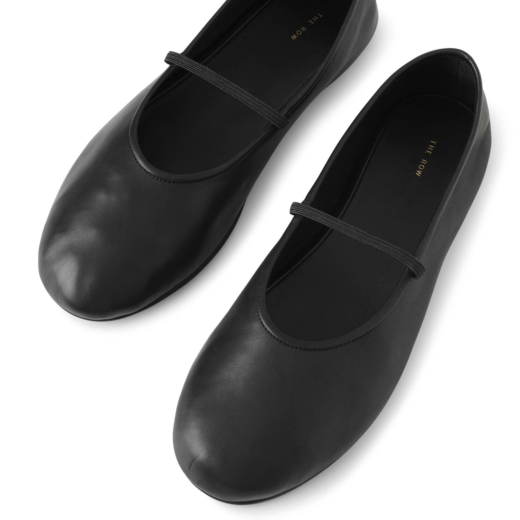 Elastic ballet black nappa slippers