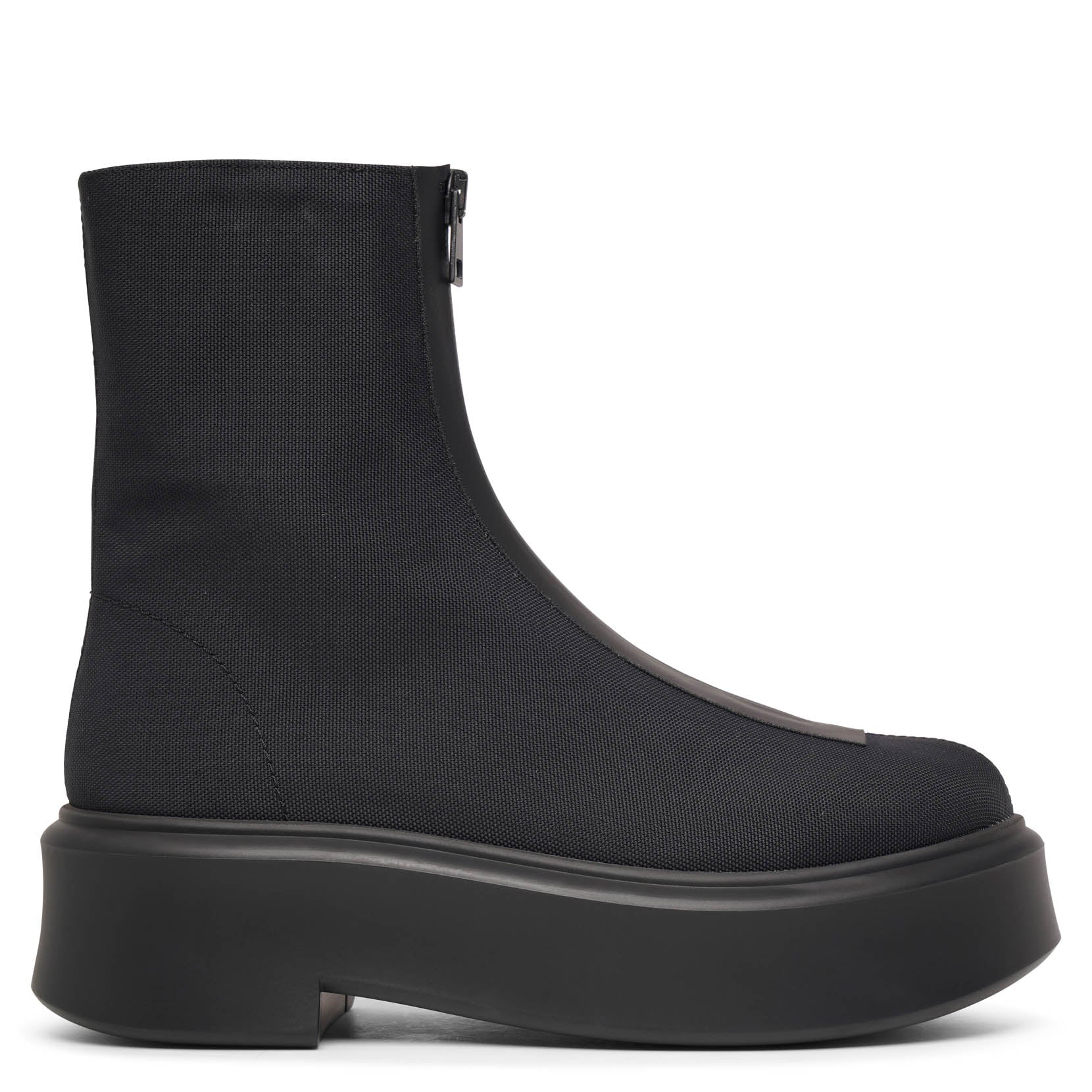 Zipped I navy canvas ankle boots