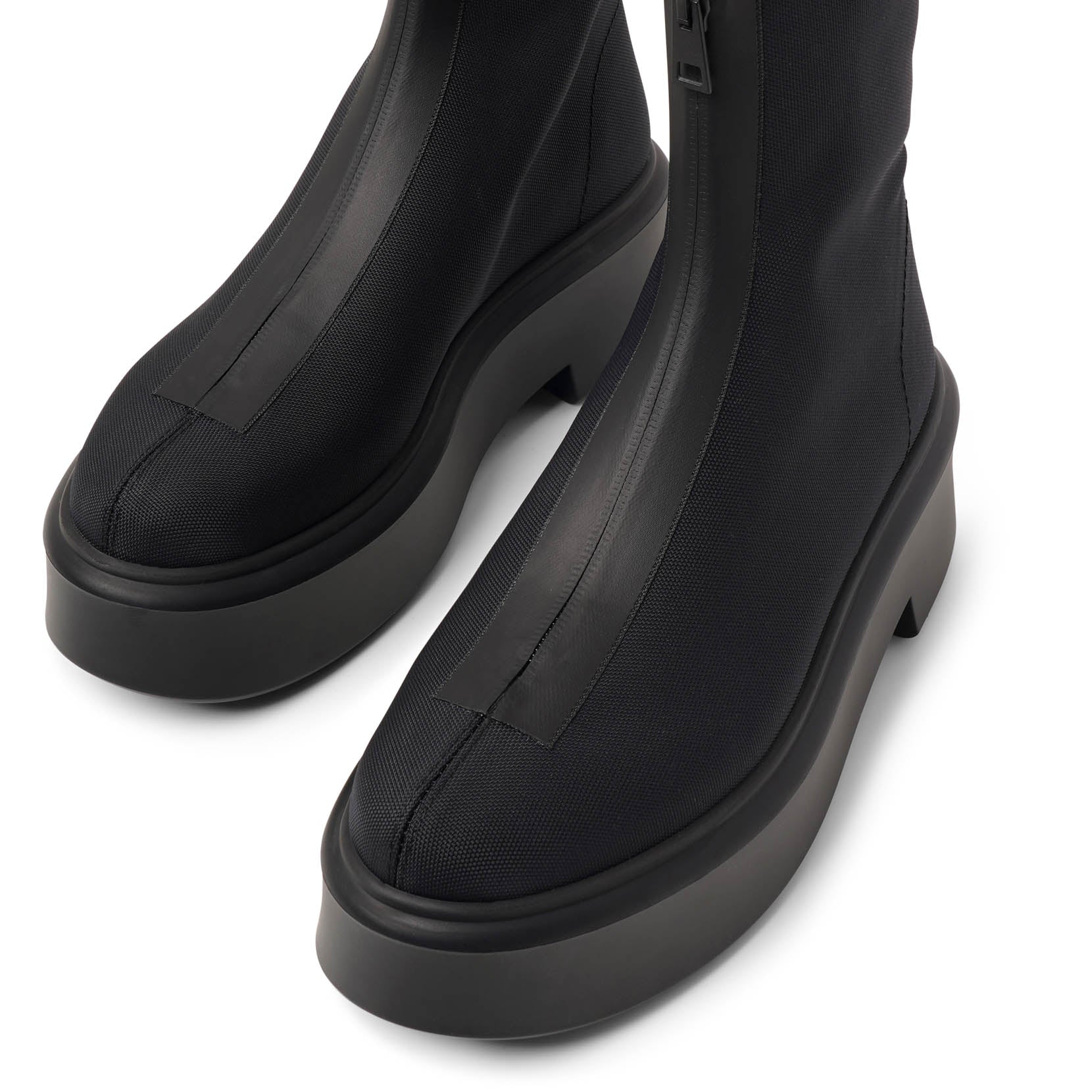 Zipped I navy canvas ankle boots