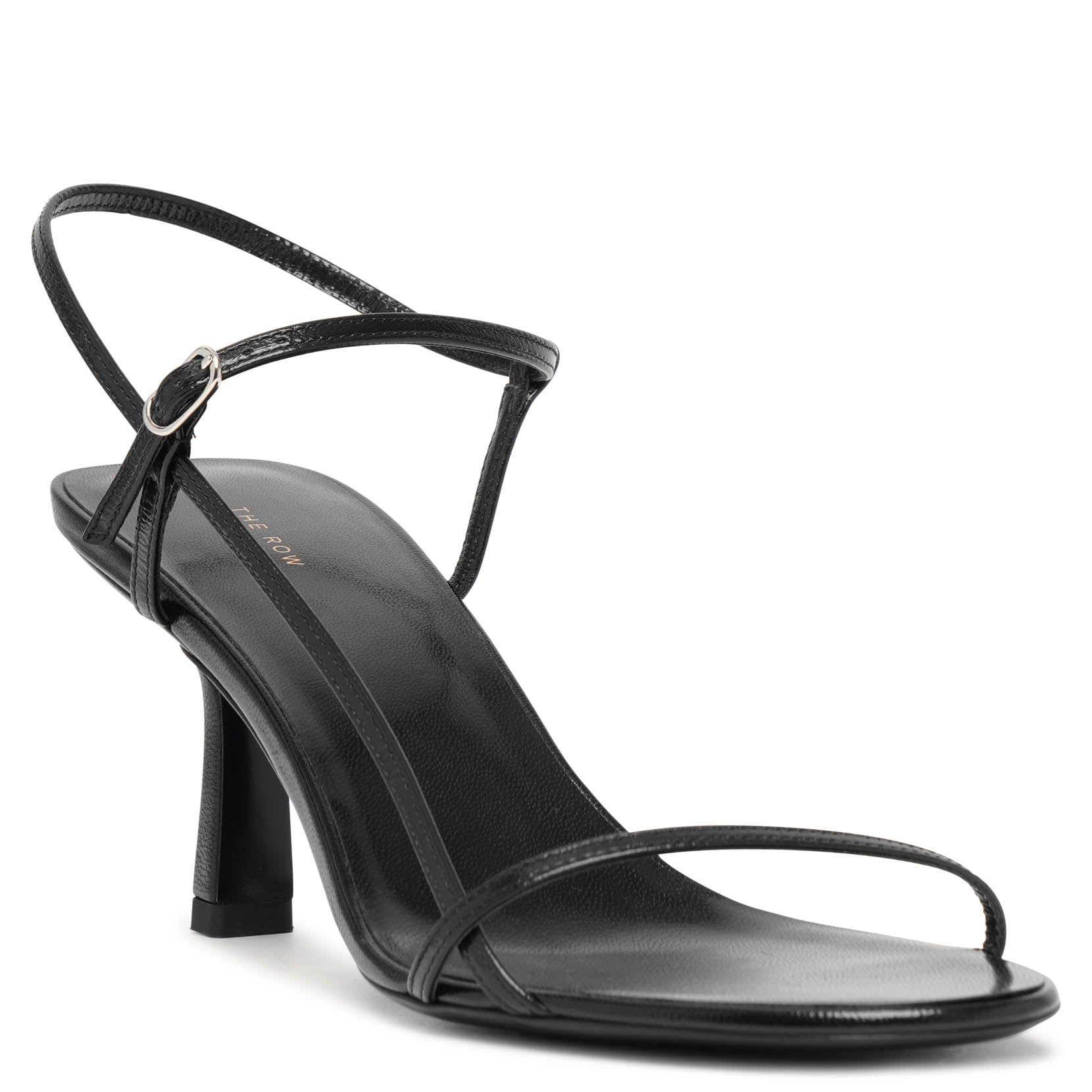 Bare black leather sandals