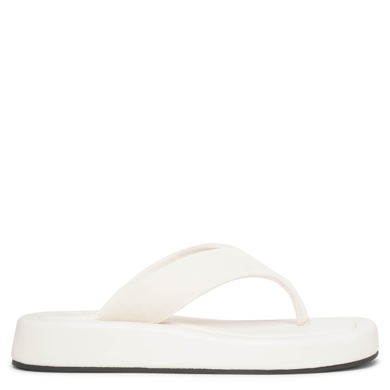Ginza ivory velvet flip flops