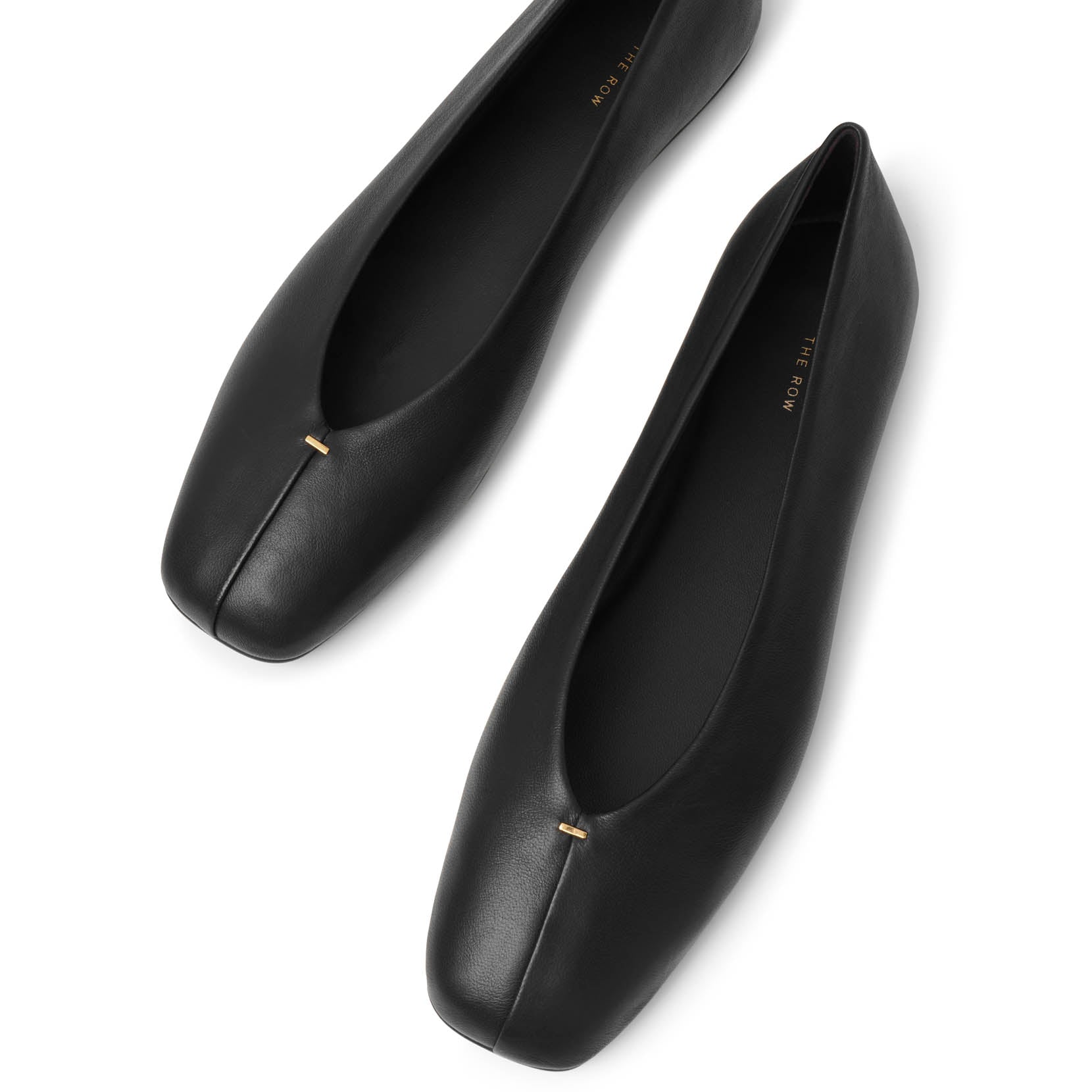 Eva black leather ballerinas