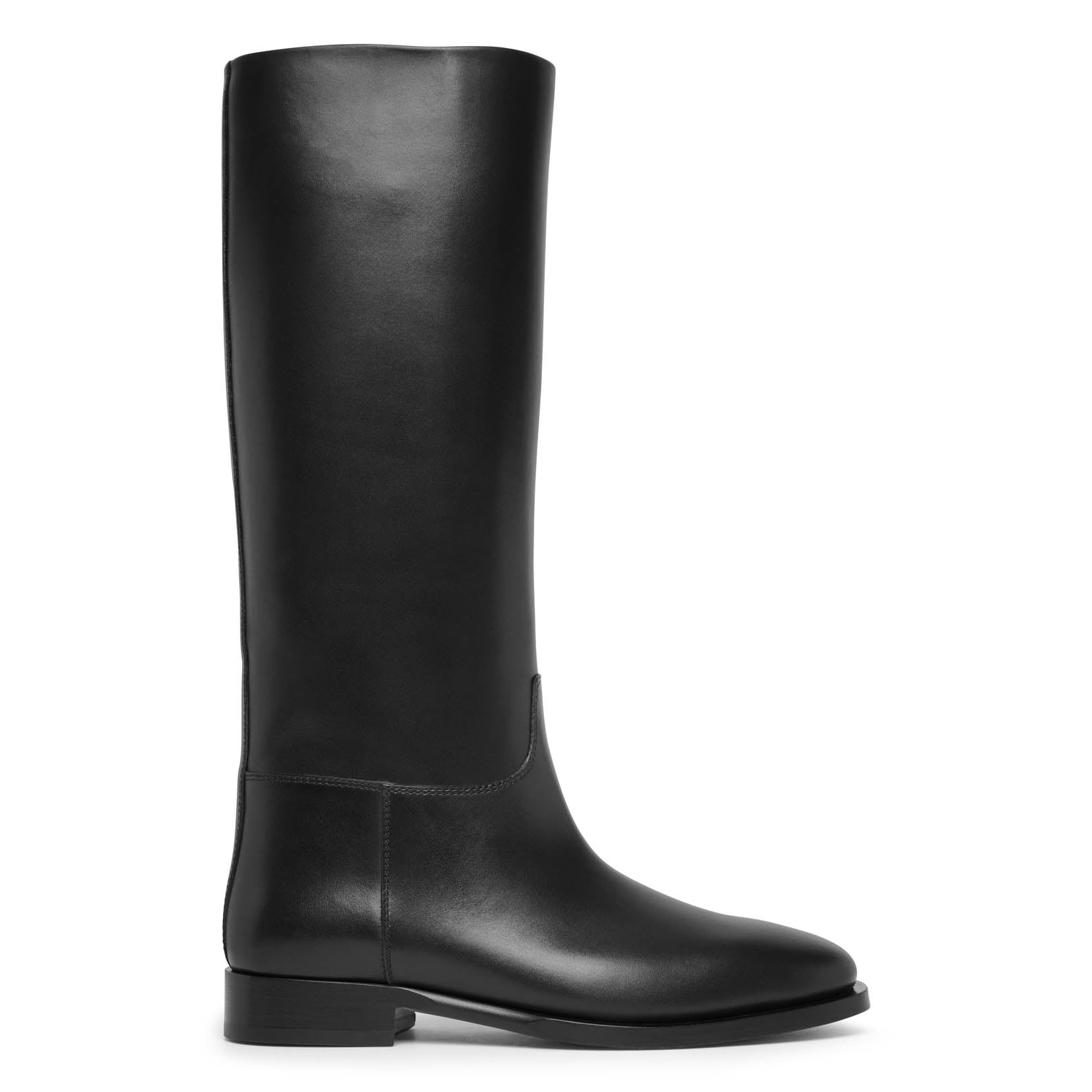 Grunge riding black leather boots